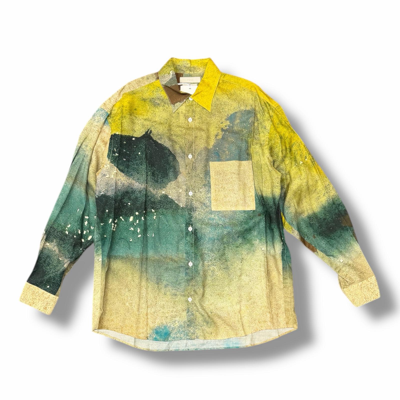 未使用 YOKE・ヨーク 25SS LANDSCAPE PRINTED REGULAR COLLAR SHIRT 状態SS ランドスケーププリントレギュラーカラーシャツ 長袖シャツ YK25SS0932SH サイズ3 イエロー メンズ （12128M）【中古】