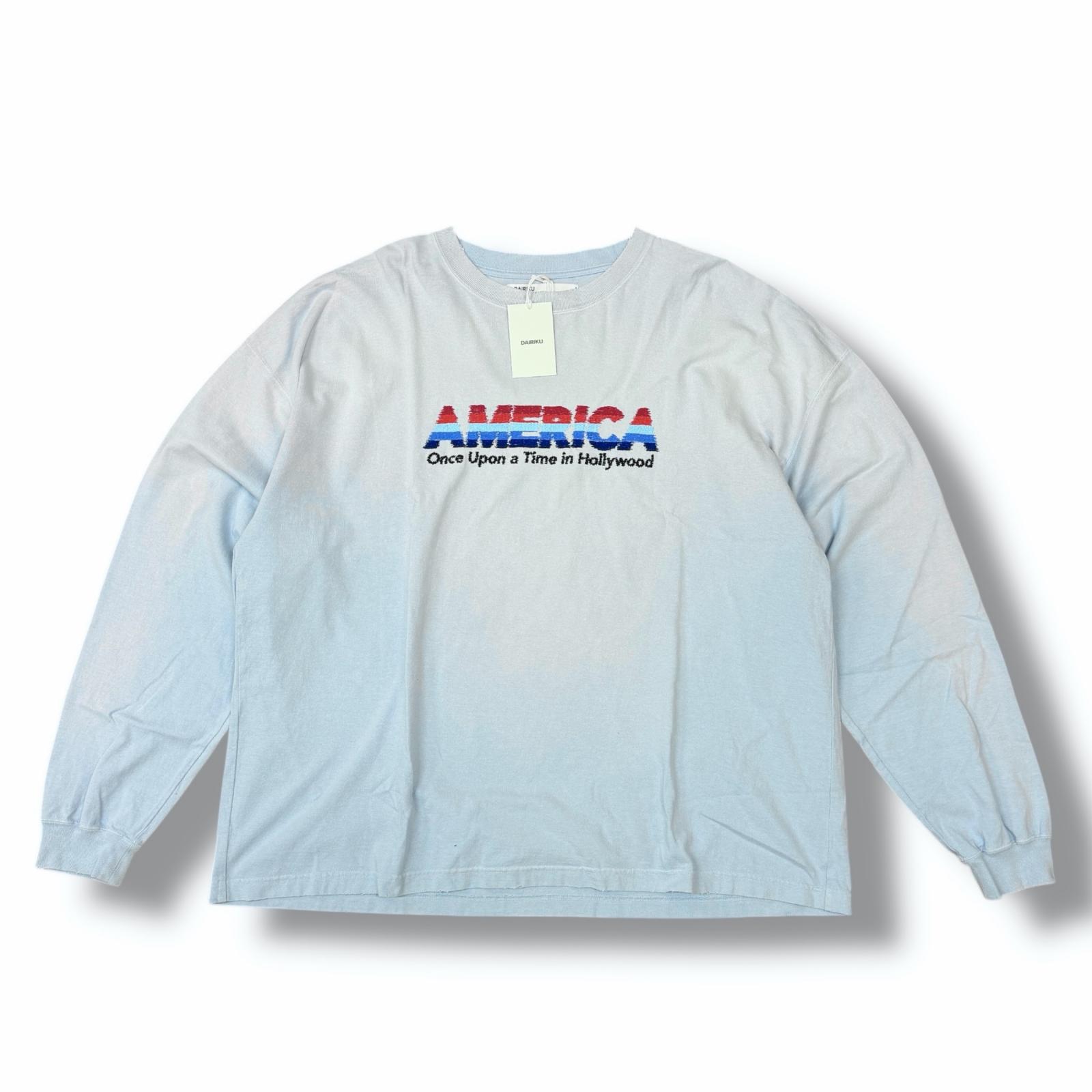 未使用 DAIRIKU・ダイリク 24SS “AMERICA“ Vintage Sunburn Tee 状態SS アメリカヴィンテージTシャツ 長袖カットソー 24SS C-4 サイズF ブルー メンズ （5267M）【中古】