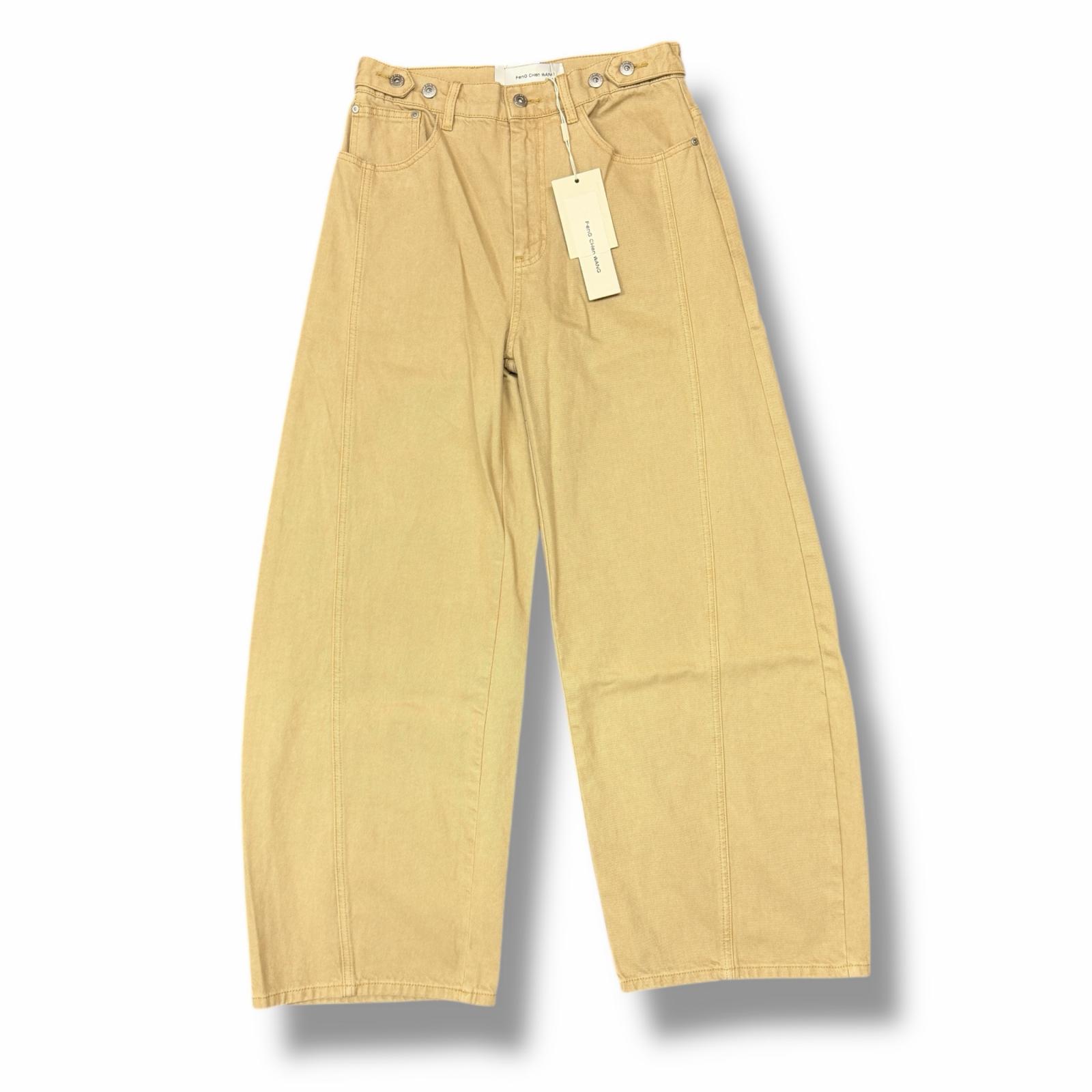 未使用 Feng Chen Wang・フェンチェンワン 状態SS ウォッシュ デニムパンツ ワイドパンツ FENG19TR23 サイズS ベージュ メンズ （4434M）【中古】