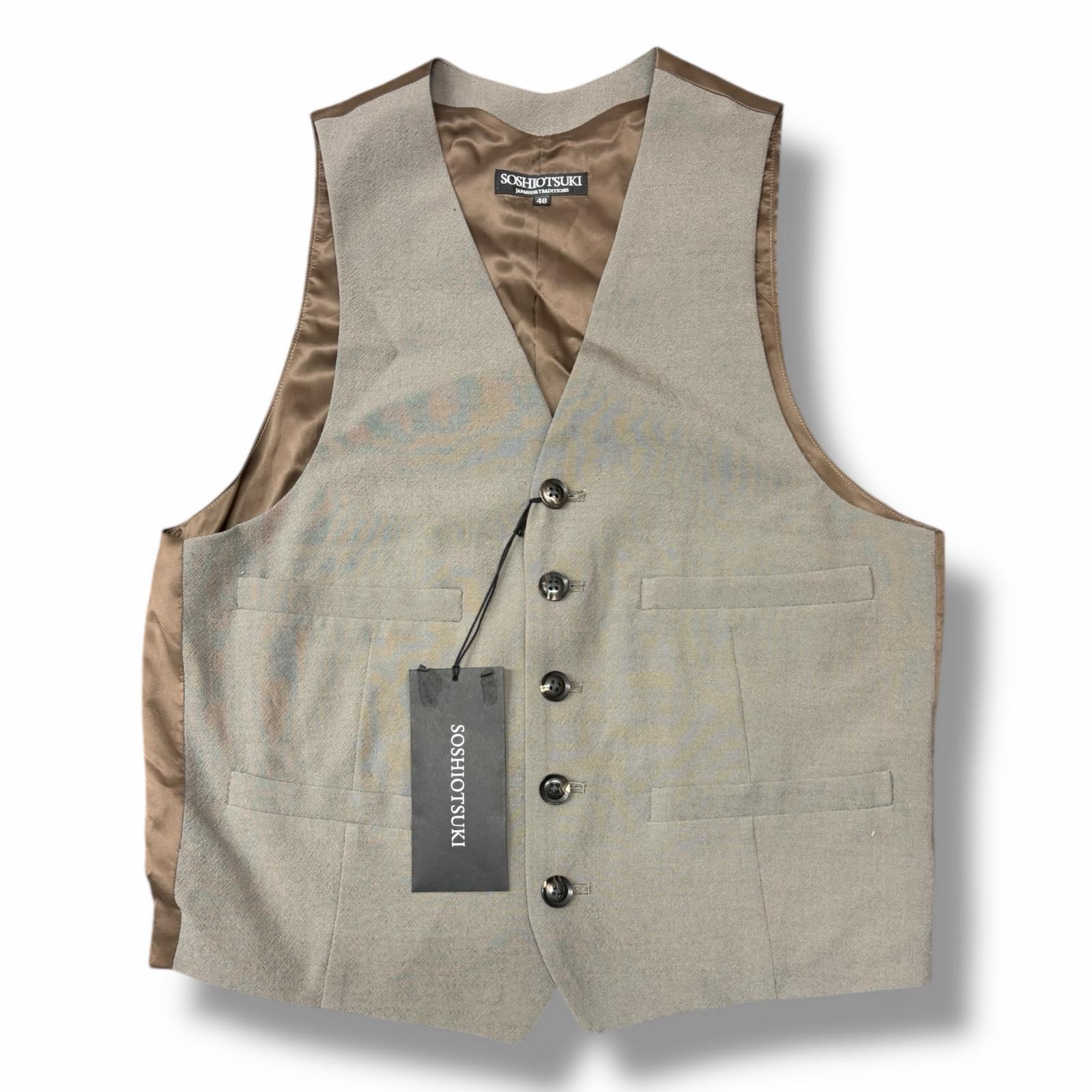 未当てはめる SOSHIOTSUKI・ソウシオオツキ 25SS V Back Neck Gilet 物質の状態SS Vバックネックジレ より良い S25SS21VE 大いさ46 薄墨色 メンズ （11992M）【中古】