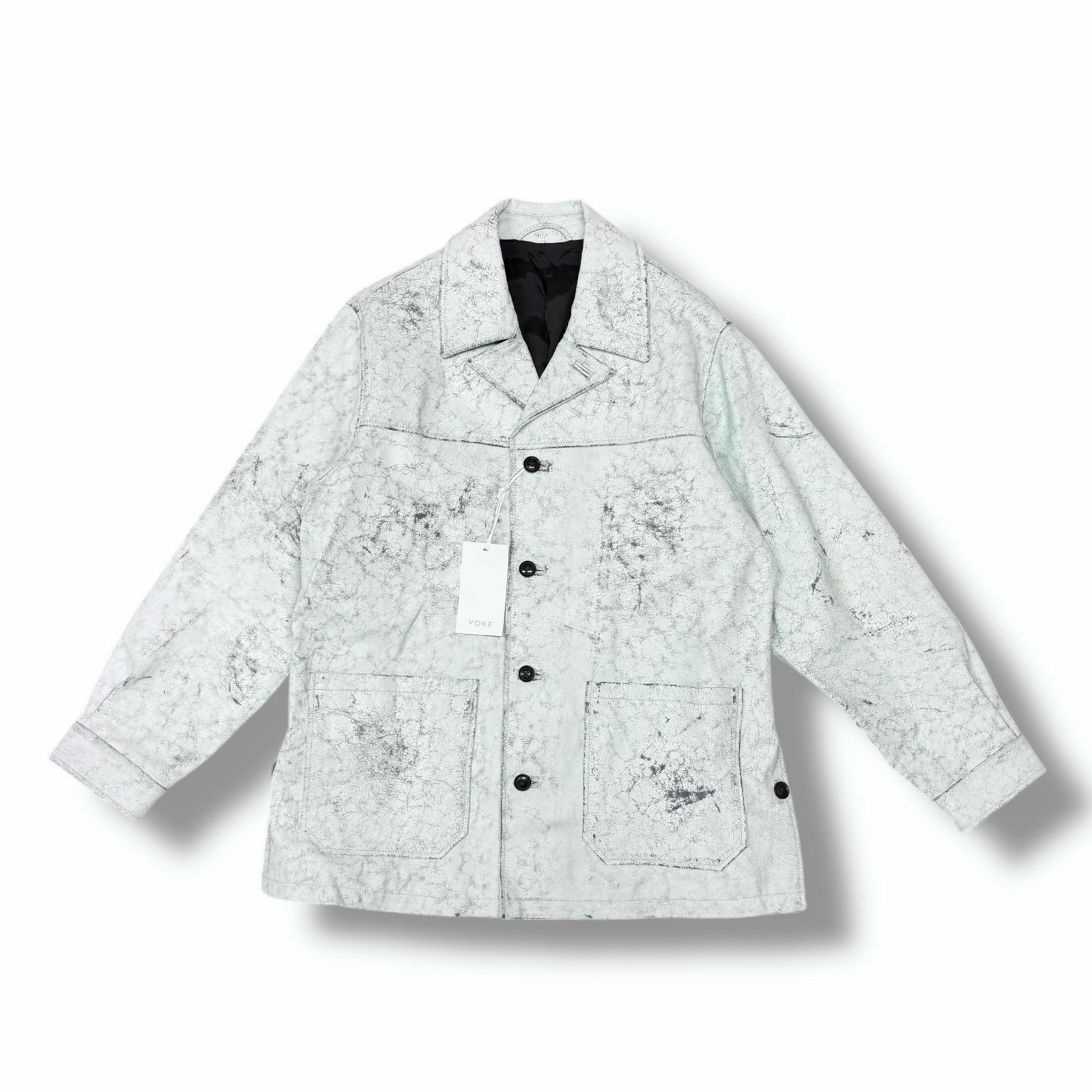 未使用 YOKE・ヨーク 25SS CRACKED GOAT LEATHER CAR COAT 状態SS クラックドゴートレザー カーコート YK25SS0901C サイズ3 ホワイト メンズ （12245M）【中古】