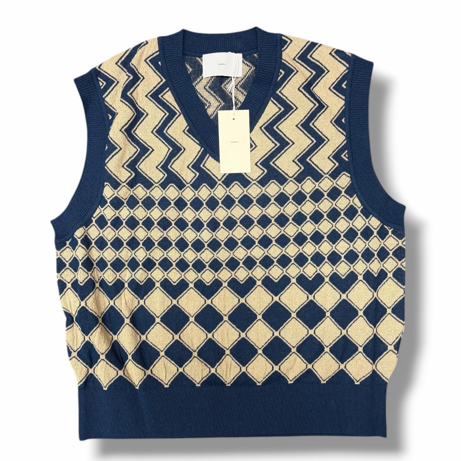 未当てはめる SUGARHILL ・三盆白吸血鬼 25SS KUBA KNIT VEST 物質の状態SS キューバ共和国 編み物より良い ジレ 2541000602 大いさ3 米国海軍 メンズ （11323M）【中古】