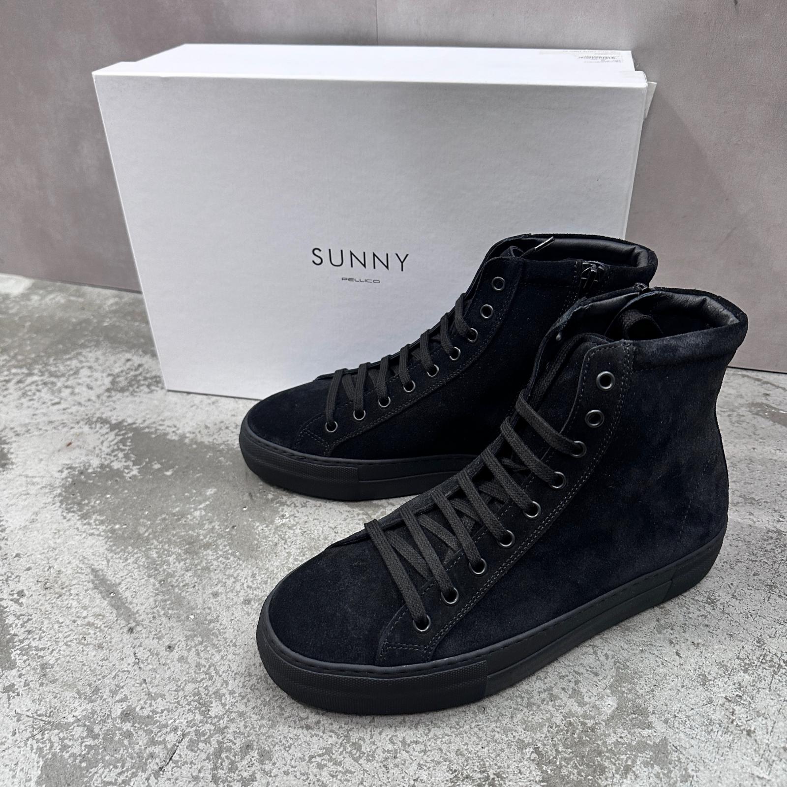 未使用 PELLICO SUNNY ペリーコサニー VELEVEX SUEDE HIGH CUT LEATHER SNEAKER 状態SS スウェード サイドジップ スニーカー PM23 M029 サイズ39 24cm ブラック メンズ （8370M）【中古】｜買取MOTTO　店