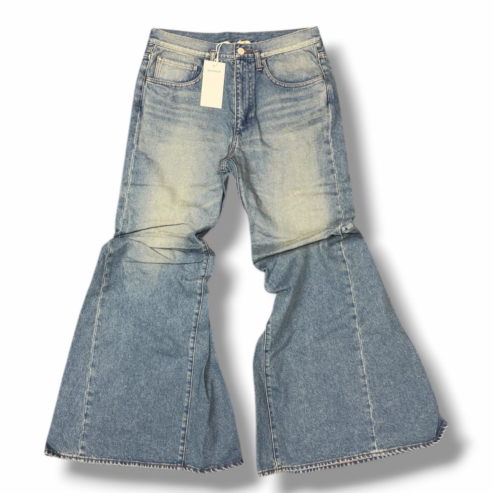 未使用 SHINYAKOZUKA ・シンヤコヅカ 25SS WASHED ORDINARY CITY CURTAIN LEGS 状態SS フレアデニムパンツ ジーンズ 2501SK61W サイズS インディゴ メンズ （11437M）【中古】