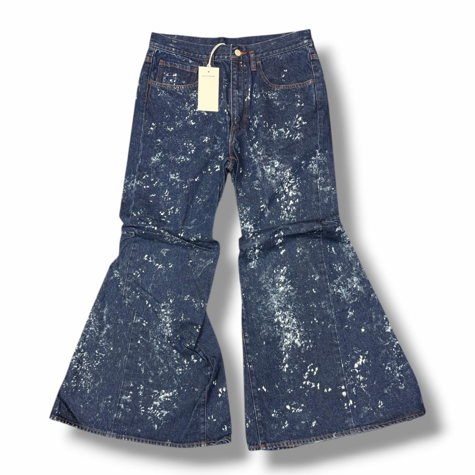 未使用 SHINYAKOZUKA ・シンヤコヅカ 25SS BREACHED ORDINARY CITY CURTAIN LEGS 状態SS ブリーチデニムパンツ フレアジーンズ 2501SK61B サイズL インディゴ メンズ （11445M）【中古】