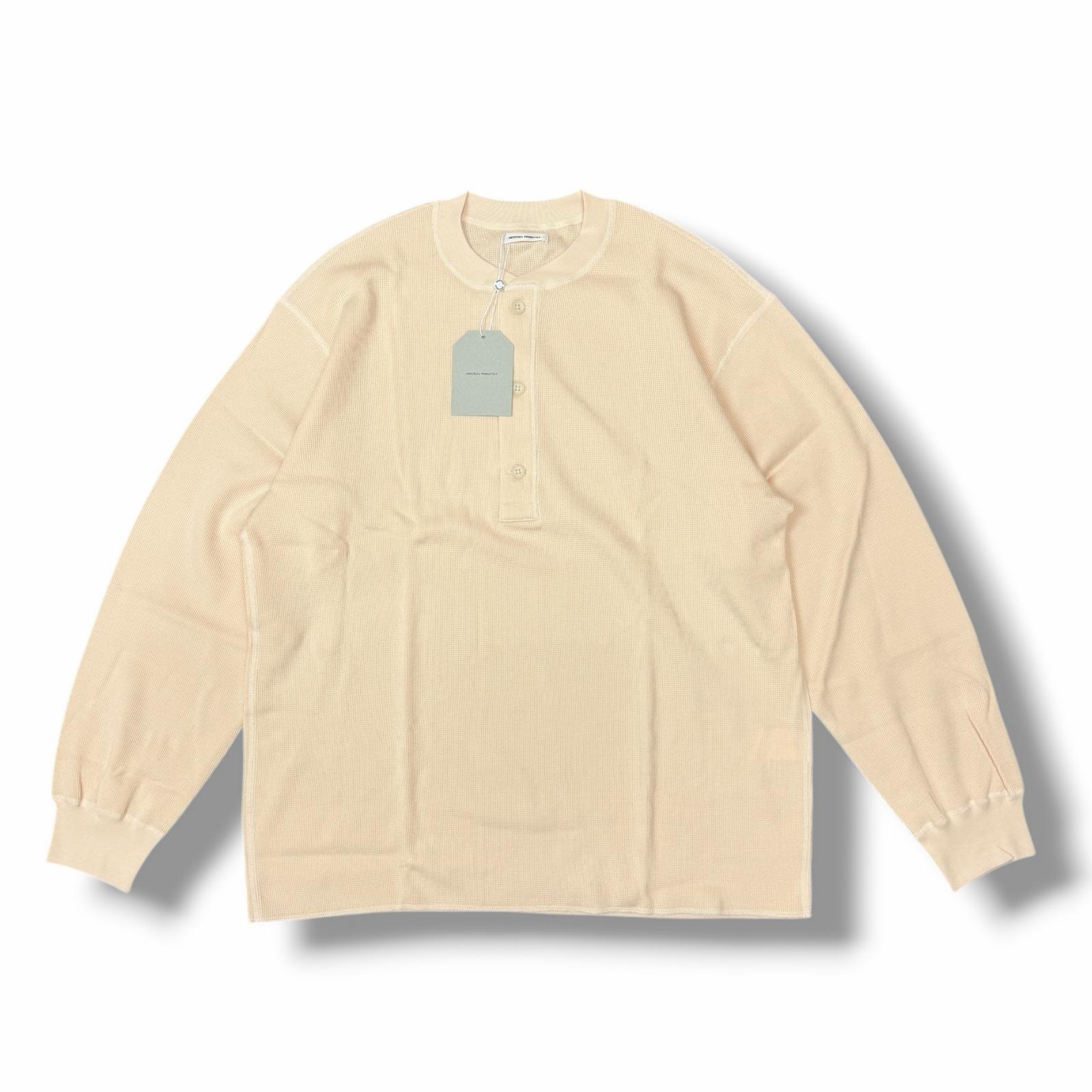 未使用 UNIVERSAL PRODUCTS・ユニバーサルプロダクツ 25SS HENRY NECK WAFFLE L/S T-SHIRT 状態SS ヘンリーネックワッフル長袖Tシャツ カットソー 251-60113 サイズ3 EGG メンズ （12163M）【中古】