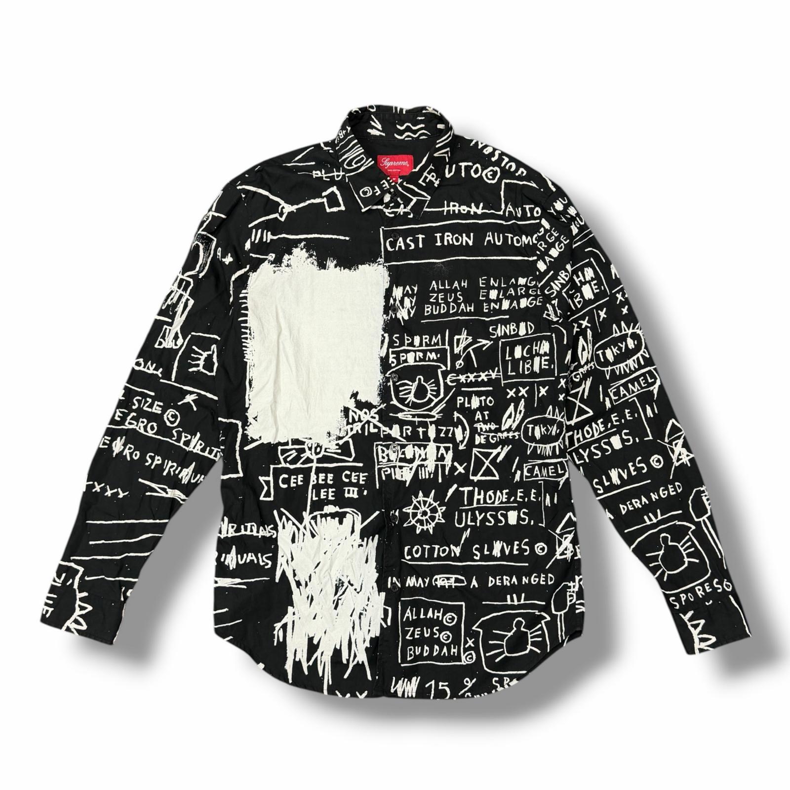 Supreme・シュプリーム 13AW Basquiat Shirt 状態A バスキアシャツ 長袖シャツ 総柄 サイズM ブラック メンズ （13470M）【中古】