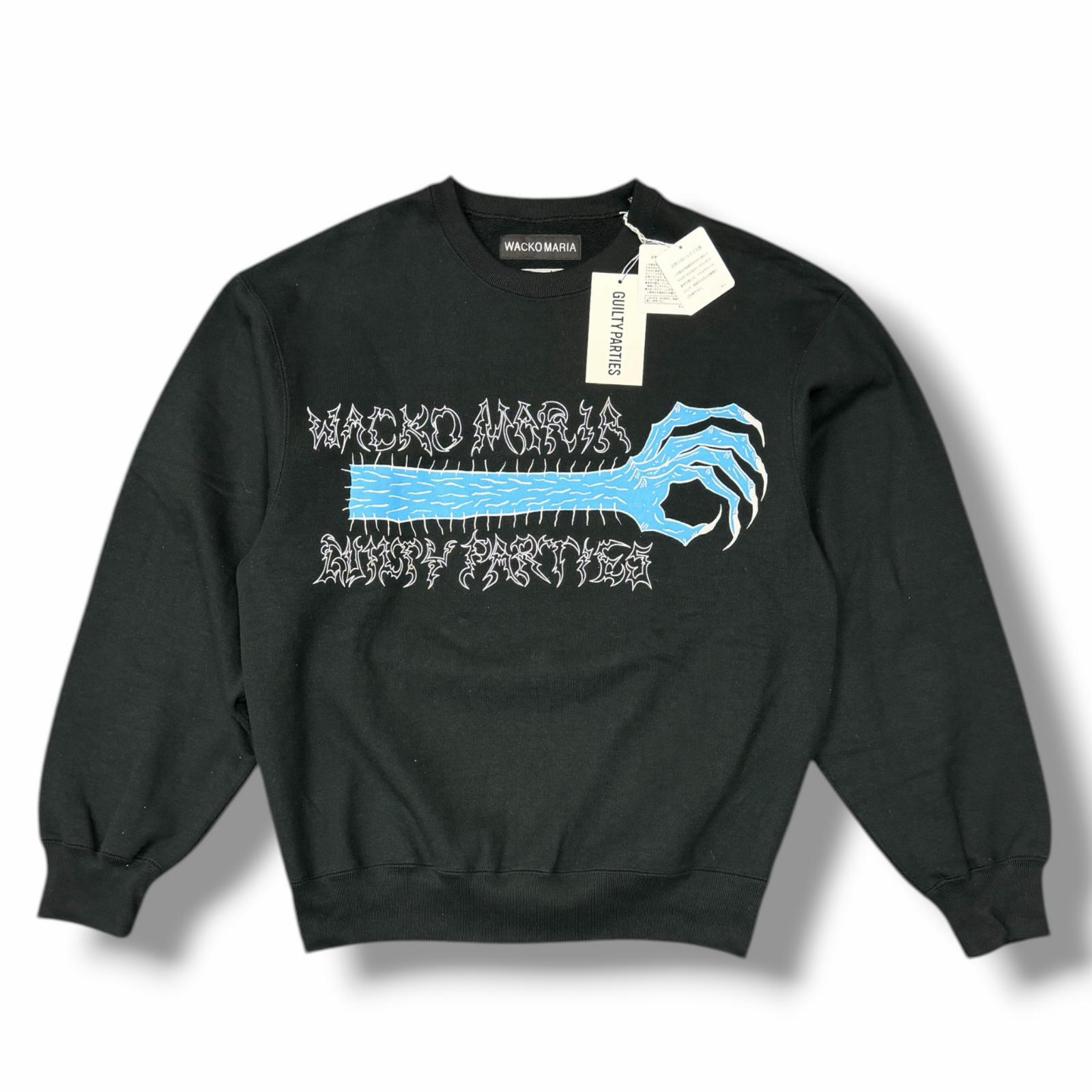 未当て嵌める WACKO MARIA・ワコマリア 25SS NECKFACE SWEAT SHIRT  物質の状態SS 汗水 調教師 NECKFACE-WM-SS29 大きさM 黒いこと メンズ （13541M）【中古】