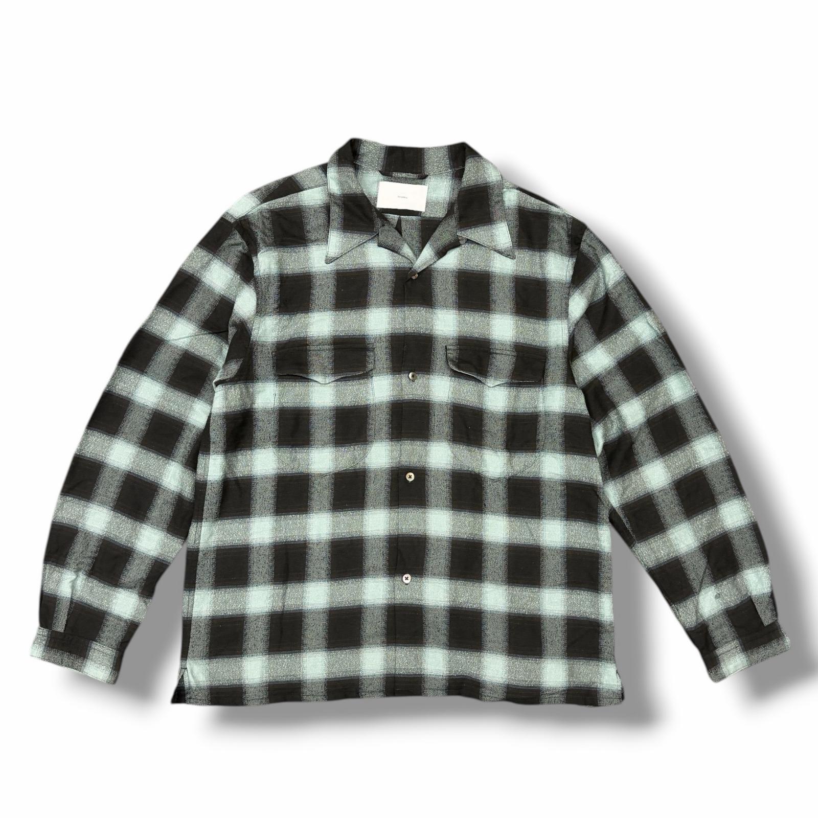 SUGARHILL ・シュガーヒル 23SS Ombre Plaid Open Collar Blouse 状態A チェックオンブレ シャツ 開襟 23SSSH01 サイズ3 ブラック メンズ （13839M）【中古】