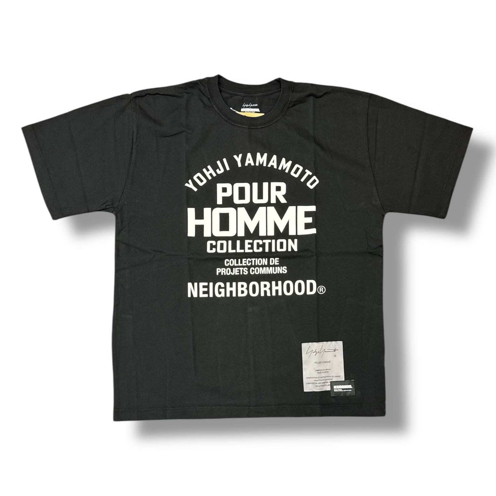 未当て嵌める Yohji Yamamoto・ヨウジヤマモト  × NEIGHBORHOOD・ネイバーフッド 25SS TEE SS-2 物質の状態SS ロゴタイプ刷り上げる プルオーバー 半袖カットソー HP-T90-997 大きさ3 黒いこと メンズ （96539A）【中古】