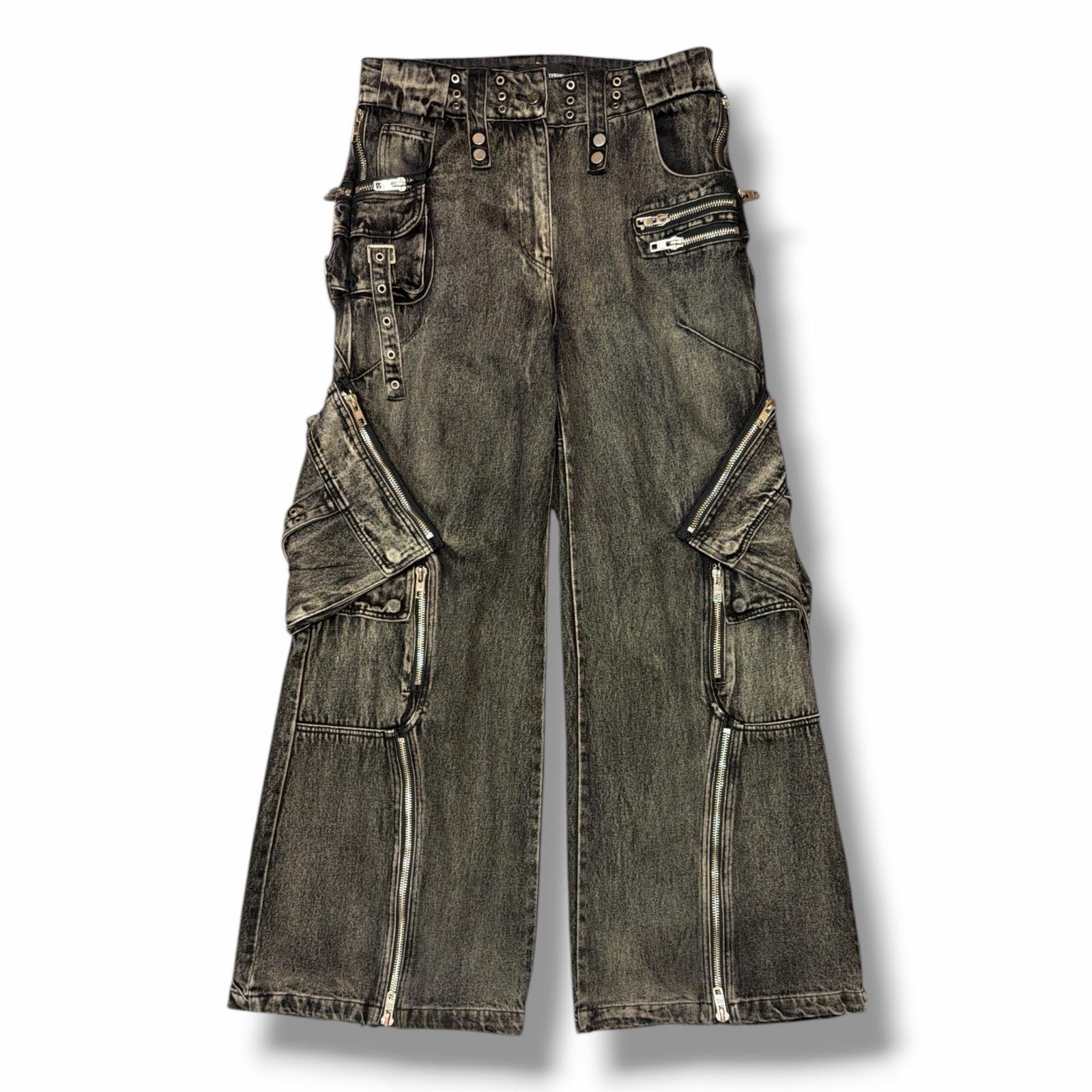 NO FAITH STUDIOS ノーフェイススタジオ 23AW DENIM CARGO PANTS 状態B デニムカーゴパンツ ワイドジーンズ サイズM ブラック メンズ （14039M）【中古】