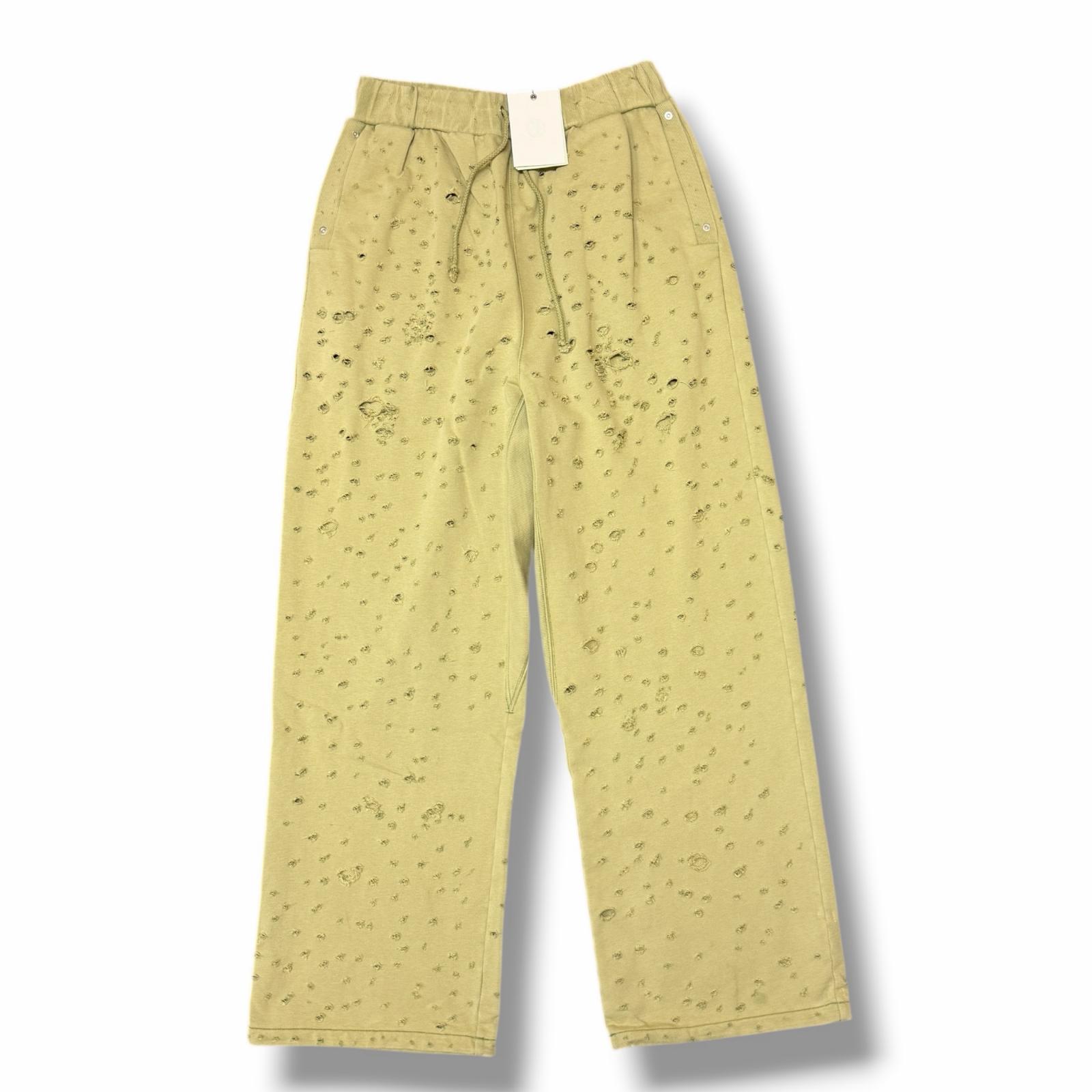 未使用 FAF(Fake As Flowers)・エフエーエフ(フェイクアスフラワーズ) 25SS Damaged Baggy Sweat Pants 状態SS ダメージ加工スウェットパンツ 3121401 サイズ1 カーキ メンズ （12642M）【中古】