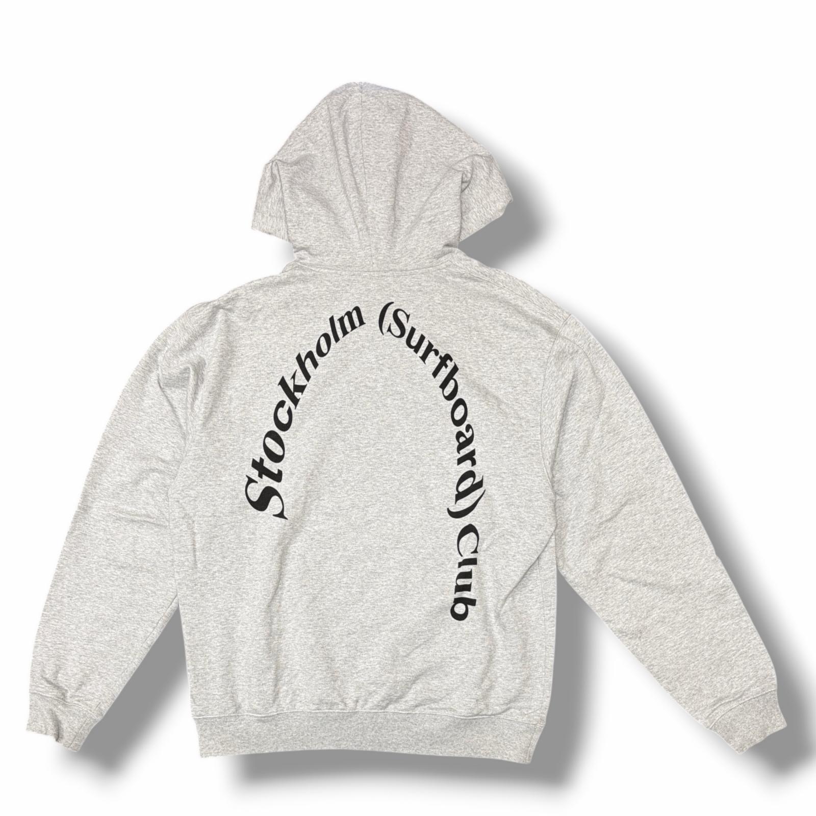 STOCKHOLM SURFBOARD CLUB ストックホルムサーフボードクラブ バックロゴスウェットパーカー 物質の状態B フーディー 大きさL 薄墨色 メンズ （14168M）【中古】