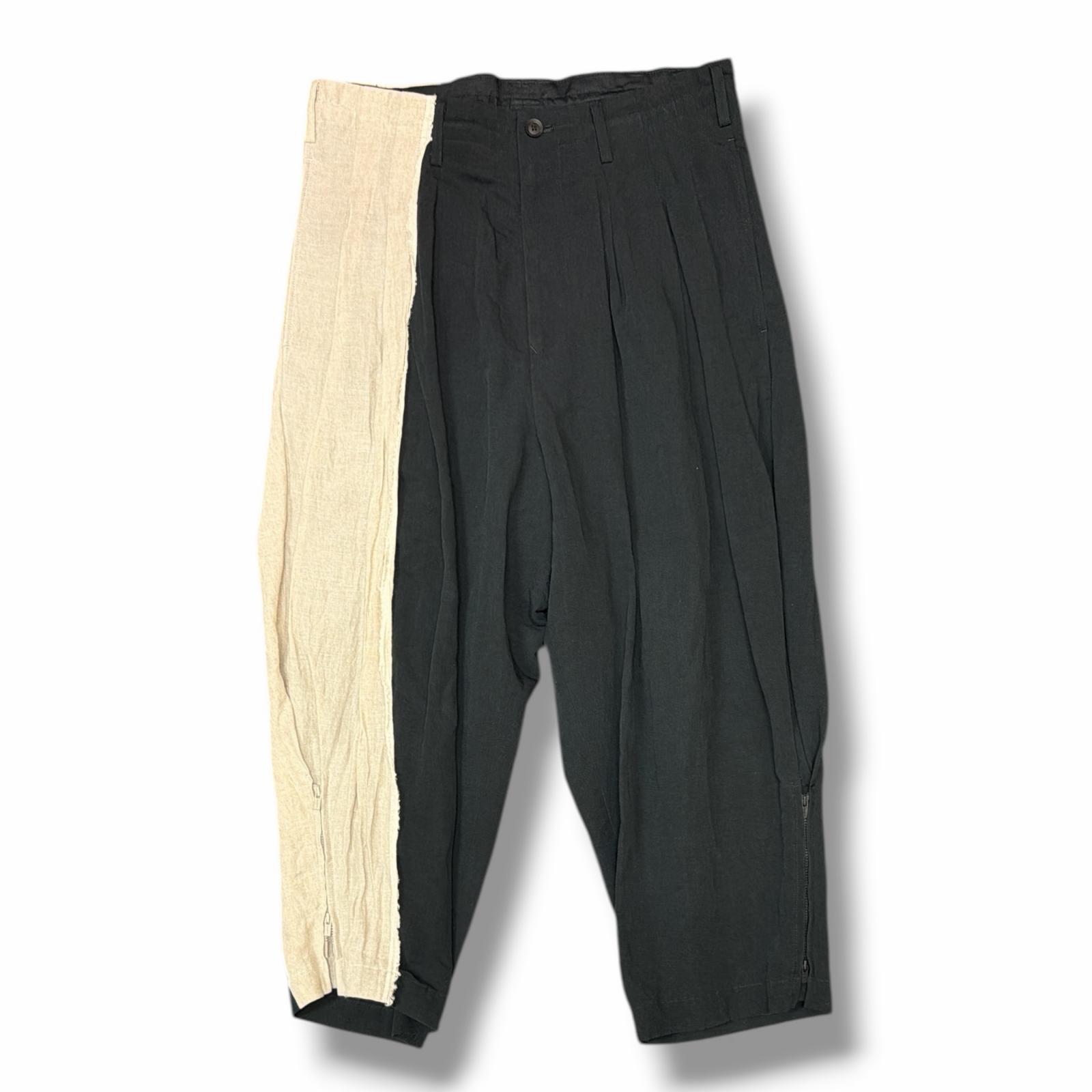 Yohji Yamamoto・ヨウジヤマモト 22SS 生成切脇ファスナーP 状態A スラックス ワイドパンツ HG-P69-806 サイズ2 ブラック メンズ （14181M）【中古】