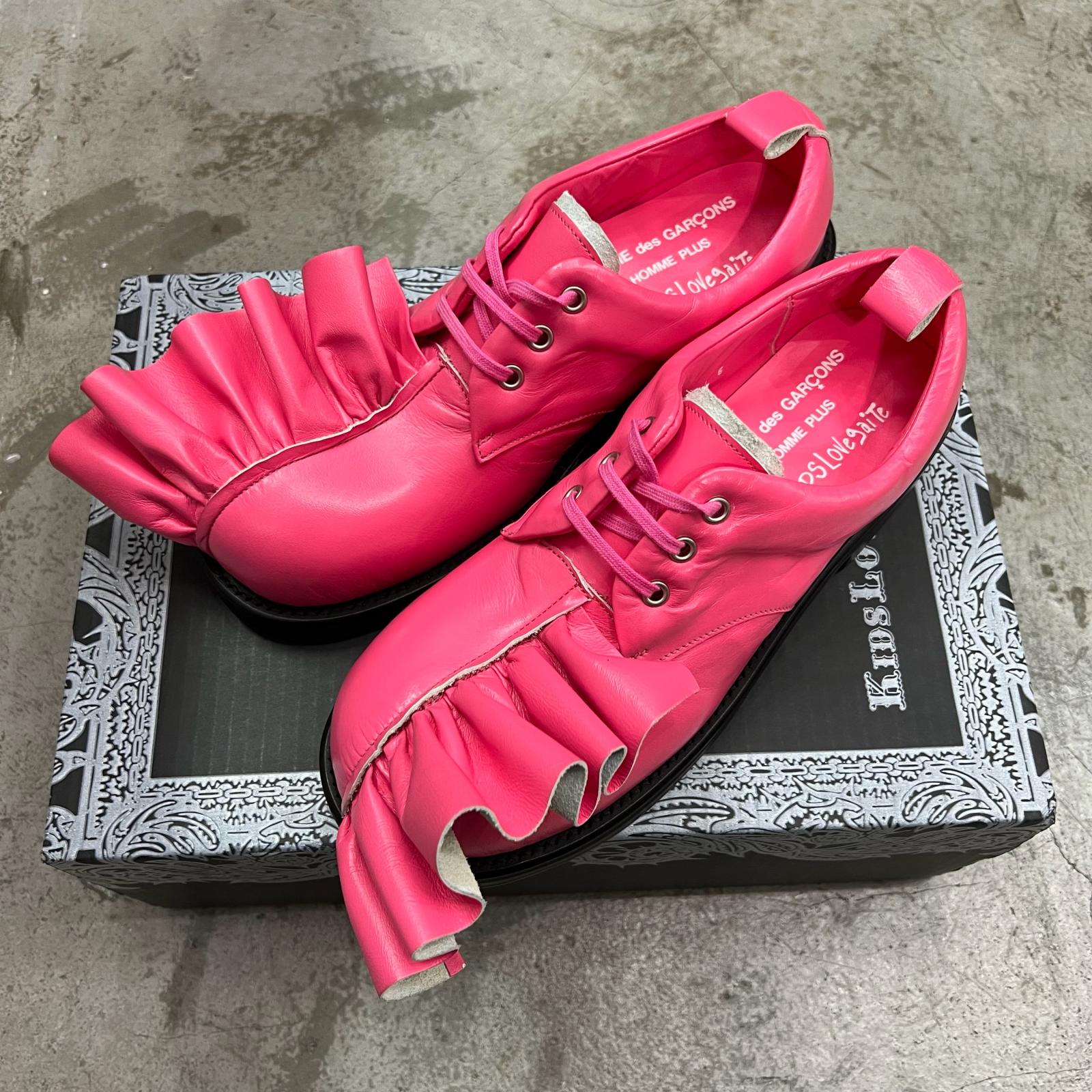 COMME des GARCONS HOMME PLUS・コムデギャルソンオムプリュス  × KIDS LOVE GAITE・キッズラブゲイト 御召しものシューズ 物質の状態A 革靴 ダービーシューズ PO-K101 大きさ26 25珊 さくら色 メンズ （968M）【中古】