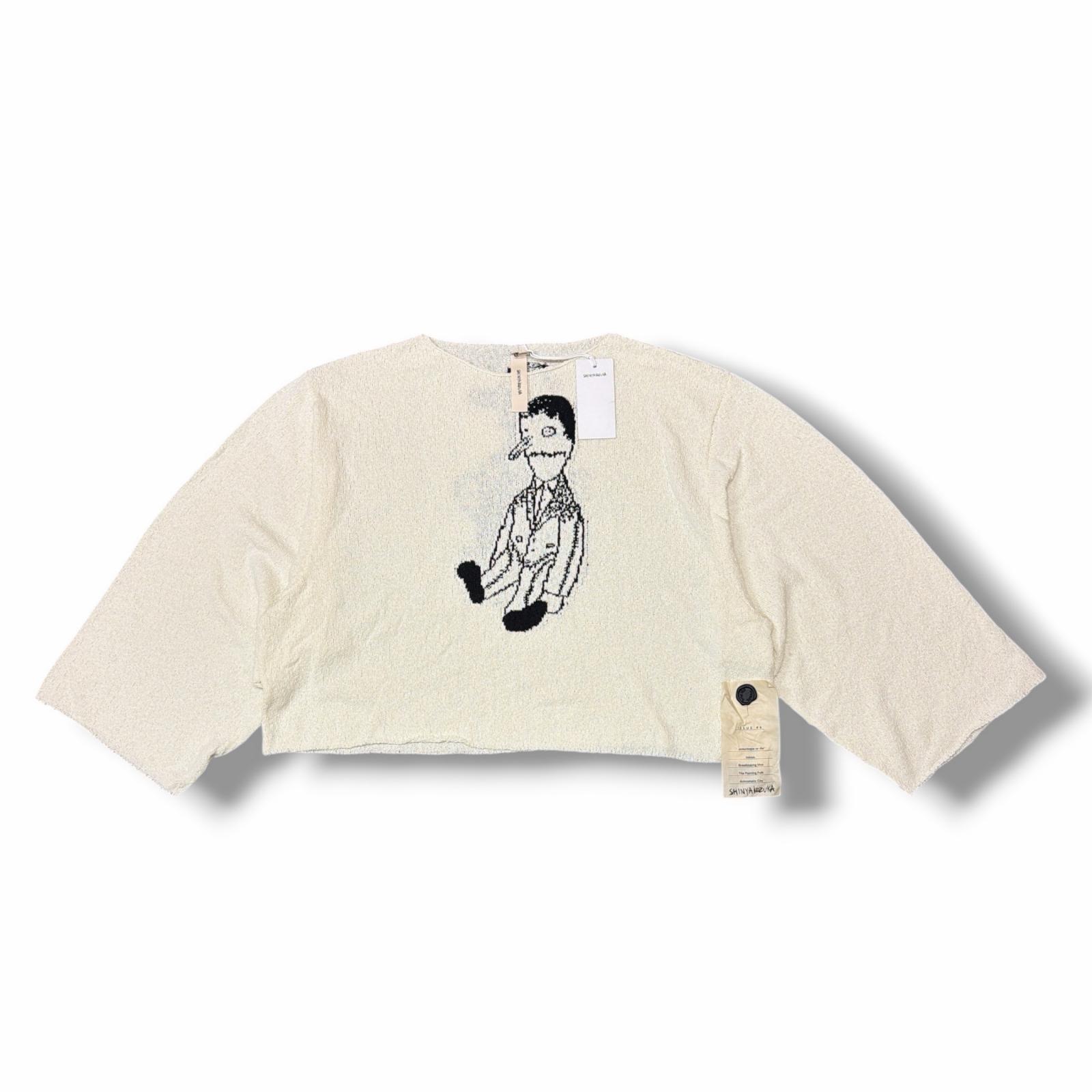 未当て嵌める SHINYAKOZUKA ・シンヤコヅカ 25SS WHITE PROJECT 物質の状態SS 白いこと事業計画 クロップド丈編み物 スウェーター 2501SK122 大きさL 白いこと メンズ （12340M）【中古】