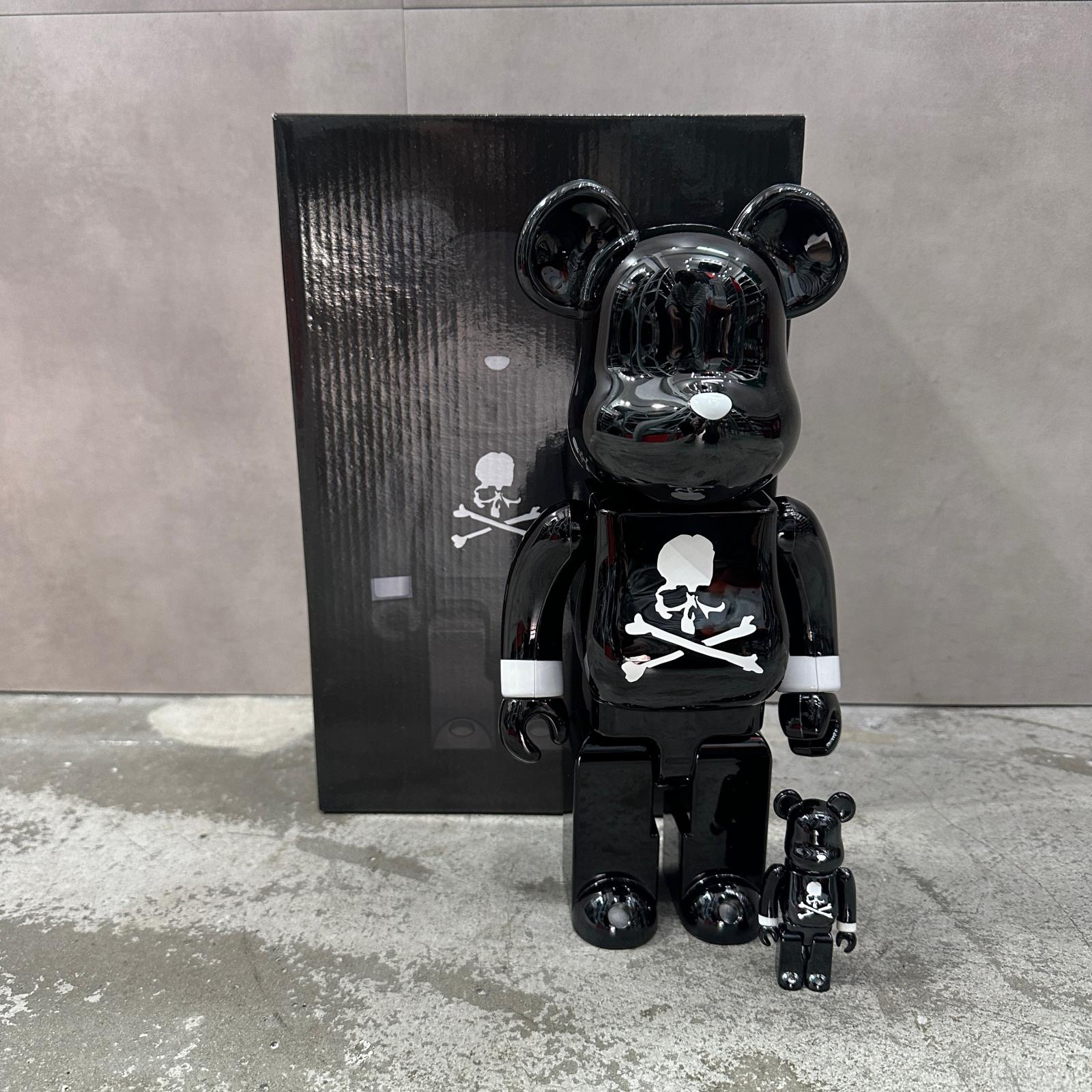 MEDICOM TOY・メディコムトイ  × mastermind JAPAN・マスターマインドジャパン BE@RBRICK 物質の状態A BLACK CHROME Ver. 100％ \u0026 400％ 大きさF 黒いこと メンズ （14777M）【中古】