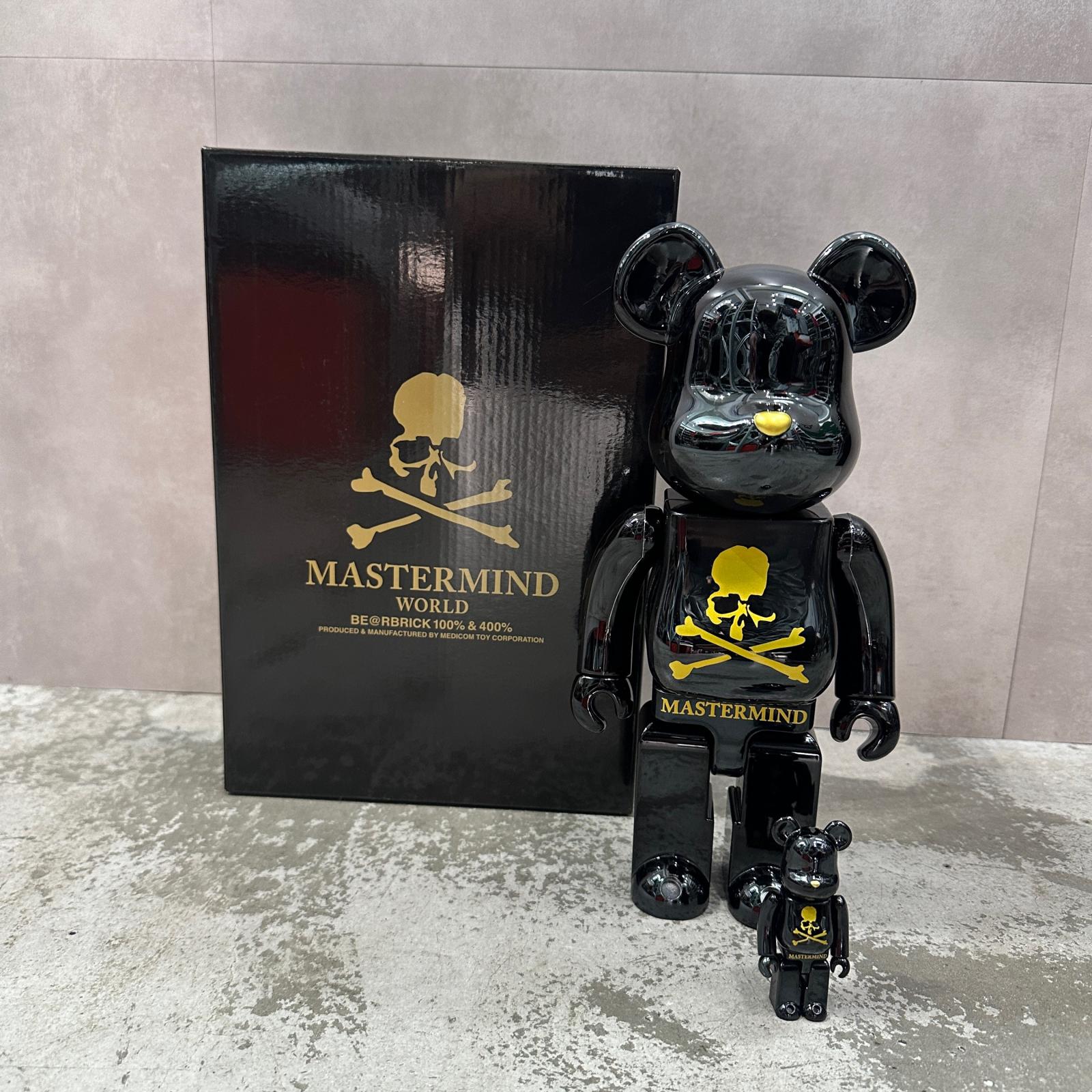 MEDICOM TOY・メディコムトイ  × mastermind JAPAN・マスターマインドジャパン BE@RBRICK 400％ 100％ 物質の状態A 花めく 大きさF 黒いこと メンズ （14779M）【中古】