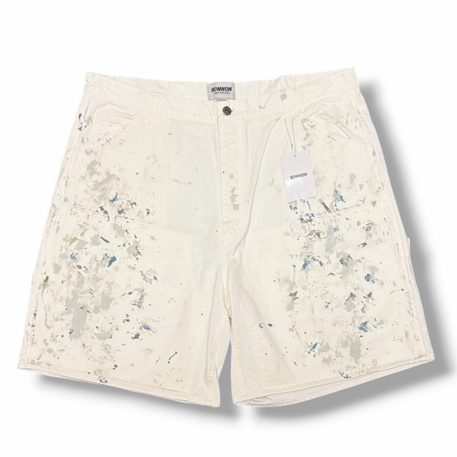 未当て嵌める BOWWOW・バウワウ PAINTER\u0027S SPLATTER SHORTS 物質の状態SS スプレーペインターデニムショーツ ズボン下 BW251-PSS 大きさXXL 白いこと メンズ （15024M）【中古】