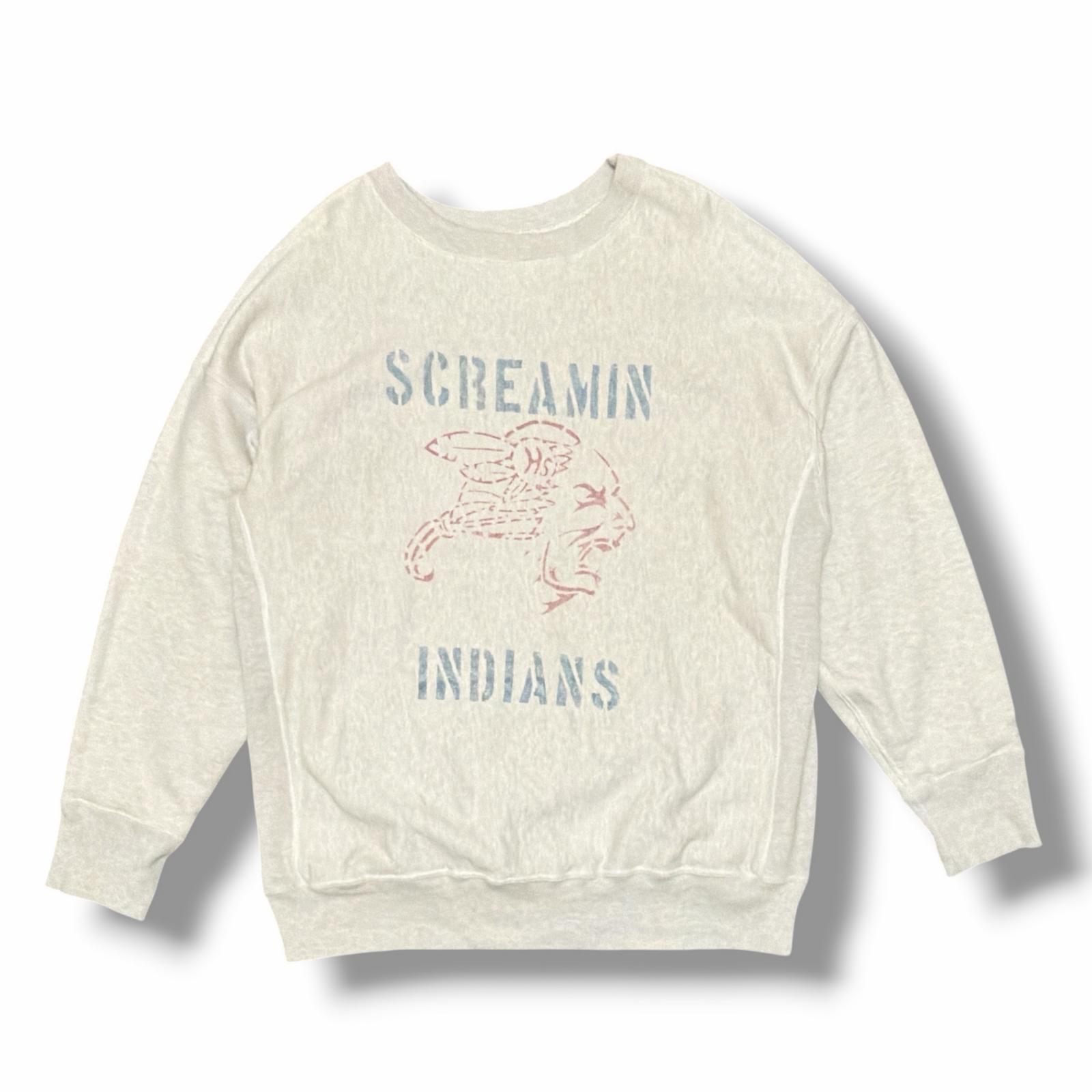 BOWWOW・バウワウ 25AW SCREAMIN INDIANS SWEATSHIRT AGED 物質の状態A スクリーミンインディアンズスウェット 調教師 BW252-SIS 大きさL 薄墨色 メンズ （15483M）【中古】
