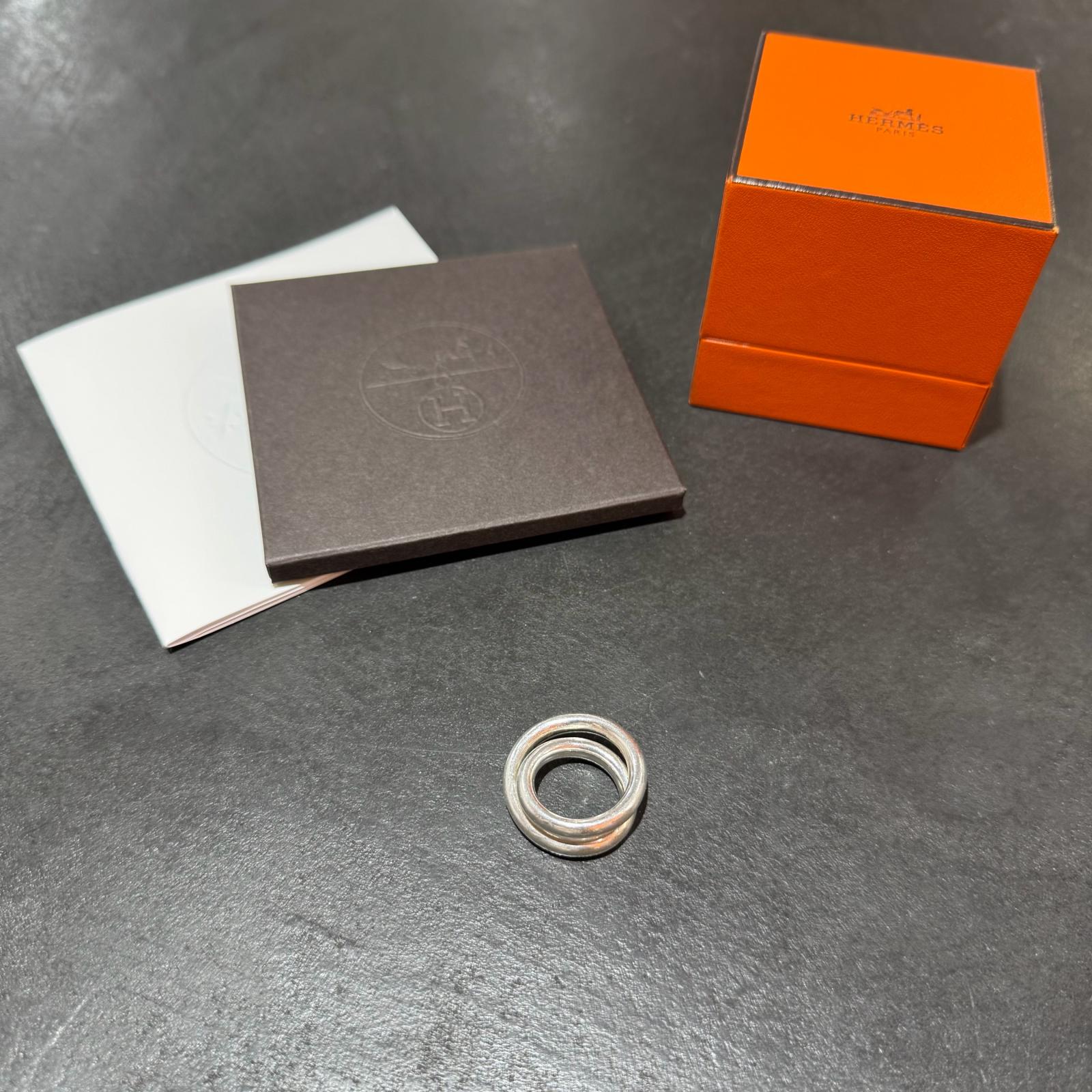 HERMES・エルメス BAGUE VERTIGE ヴェルティージュリング 指環 付属物 物質の状態A 輪っか・指環 しろがね色 メンズ （15577M）【中古】