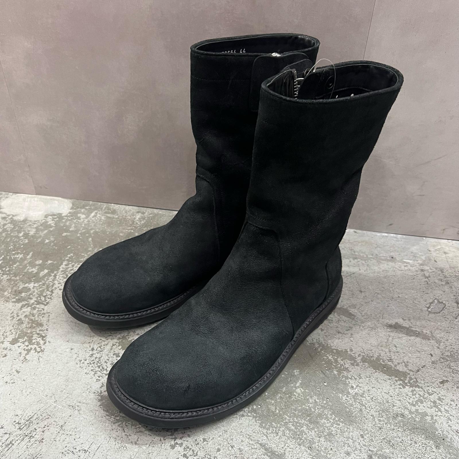 Rick Owens・リックオウエンス スウェードエンジニアブーツ  物質の状態A サイドジップ ブーツ 70664 大きさ44 28.5珊 黒いこと メンズ （9187M）【中古】