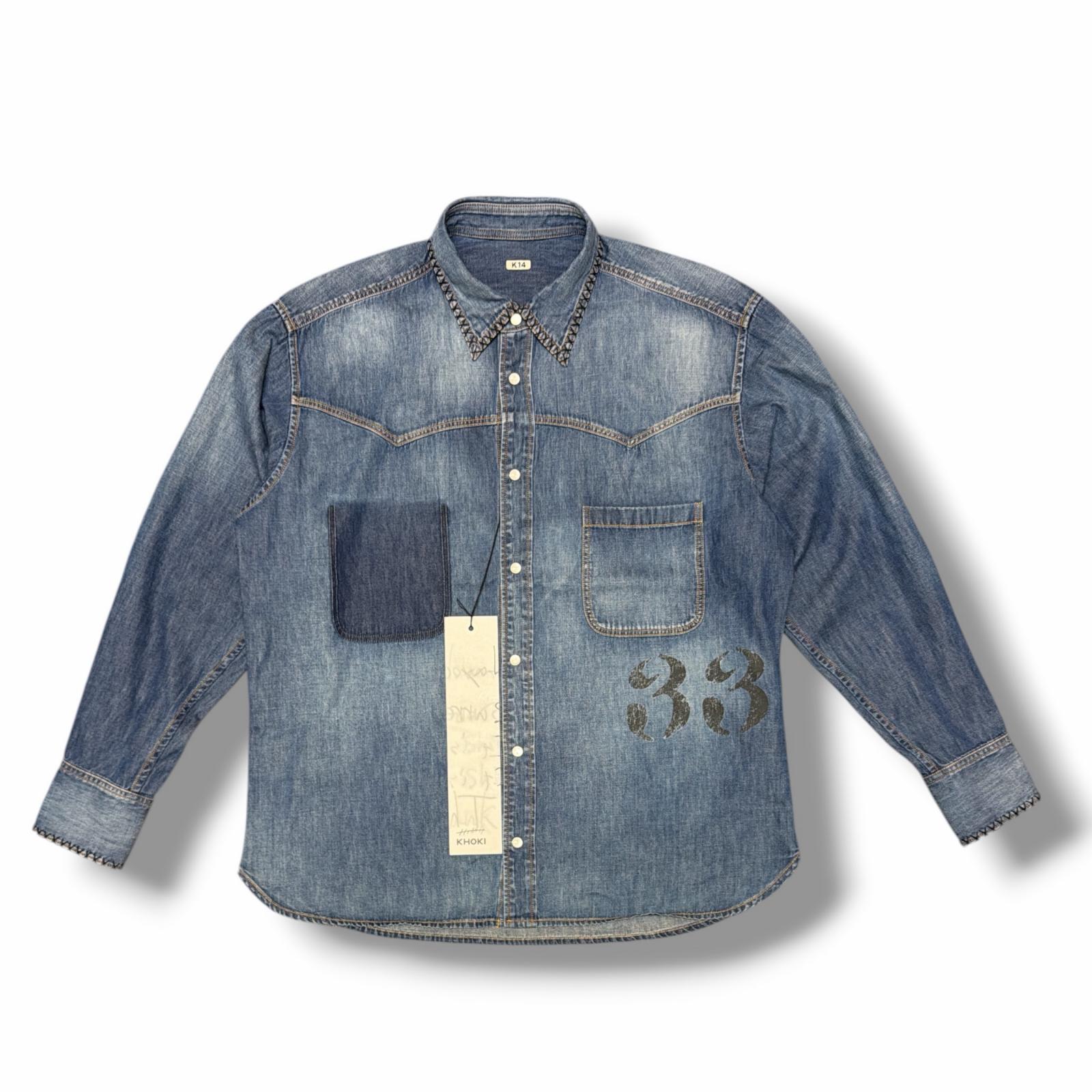 未当て嵌める KHOKI・コッキ 26SS KHOKI Hand-Embridered Denim Shirt 物質の状態SS デニムシャツジャケット 長袖 26ss-b-04 大きさ3 インディゴ メンズ （15458M）【中古】