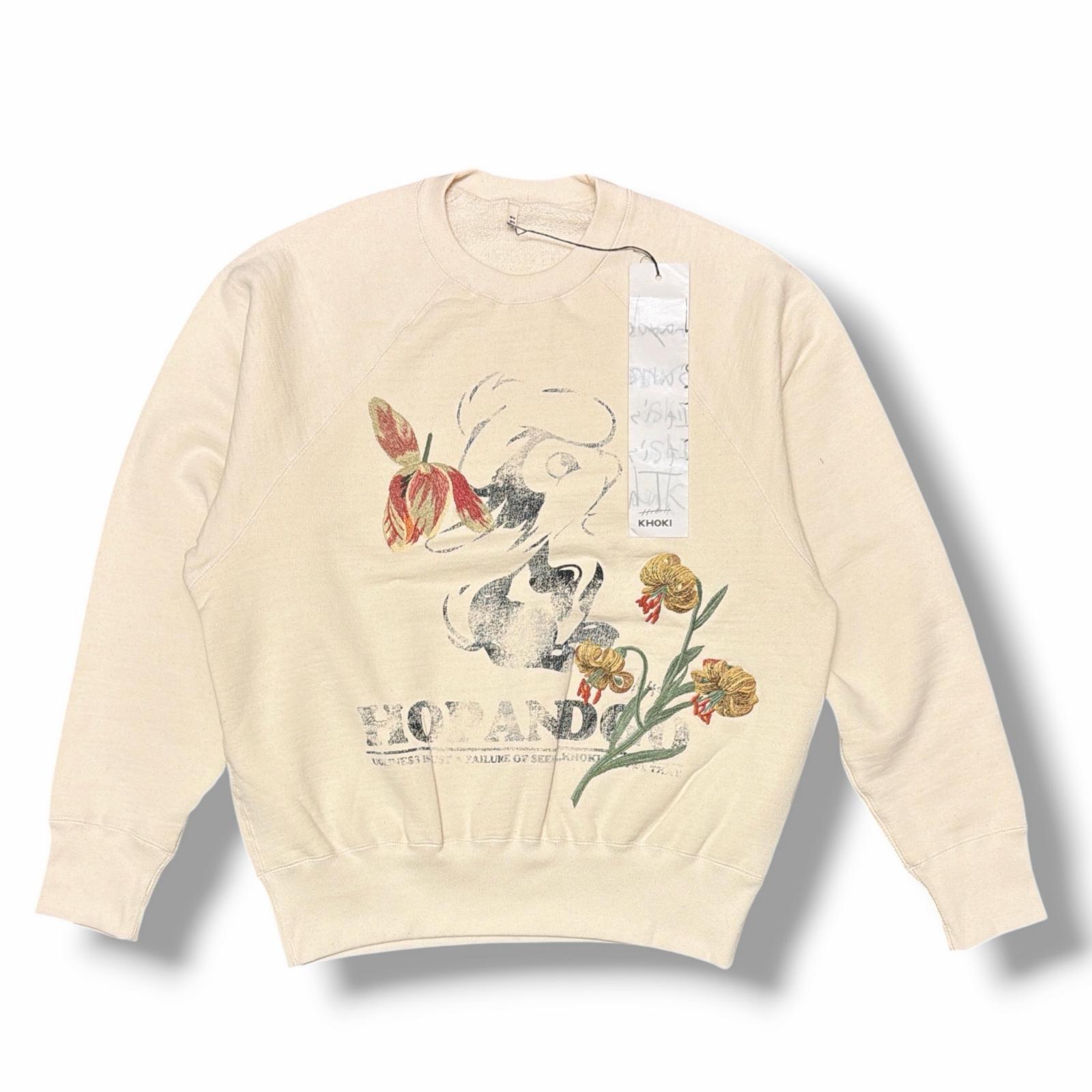 未当て嵌める KHOKI・コッキ 24AW KHOKI Vintage finished sweatshirt 物質の状態SS ヴィンテージスウェットシャツ 調教師 24fw-t-04 大きさ3 Oatmeal メンズ （15477M）【中古】