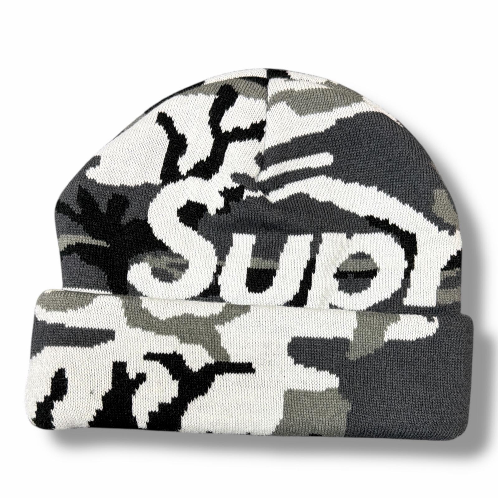 Supreme・シュプリーム 25AW Camo Big Logo Beanie Snow Camo 物質の状態 ビッグロゴタイプ 家鴨 ビーニー 編み物旗がしら 大きさF 薄墨色 メンズ （9210M）【中古】