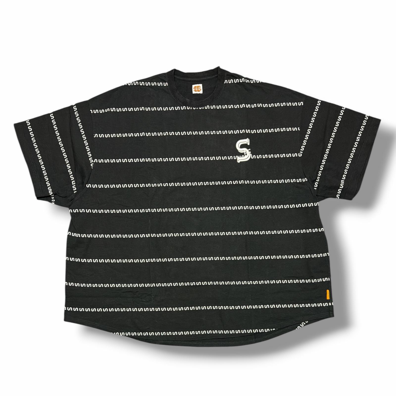 SEESEE シーシー SUPER BIG ROUND SS T NEW-S 物質の状態A スーパービッグボーダープルオーバー 半袖カットソー 大きさXXL 黒いこと メンズ （5492M）【中古】