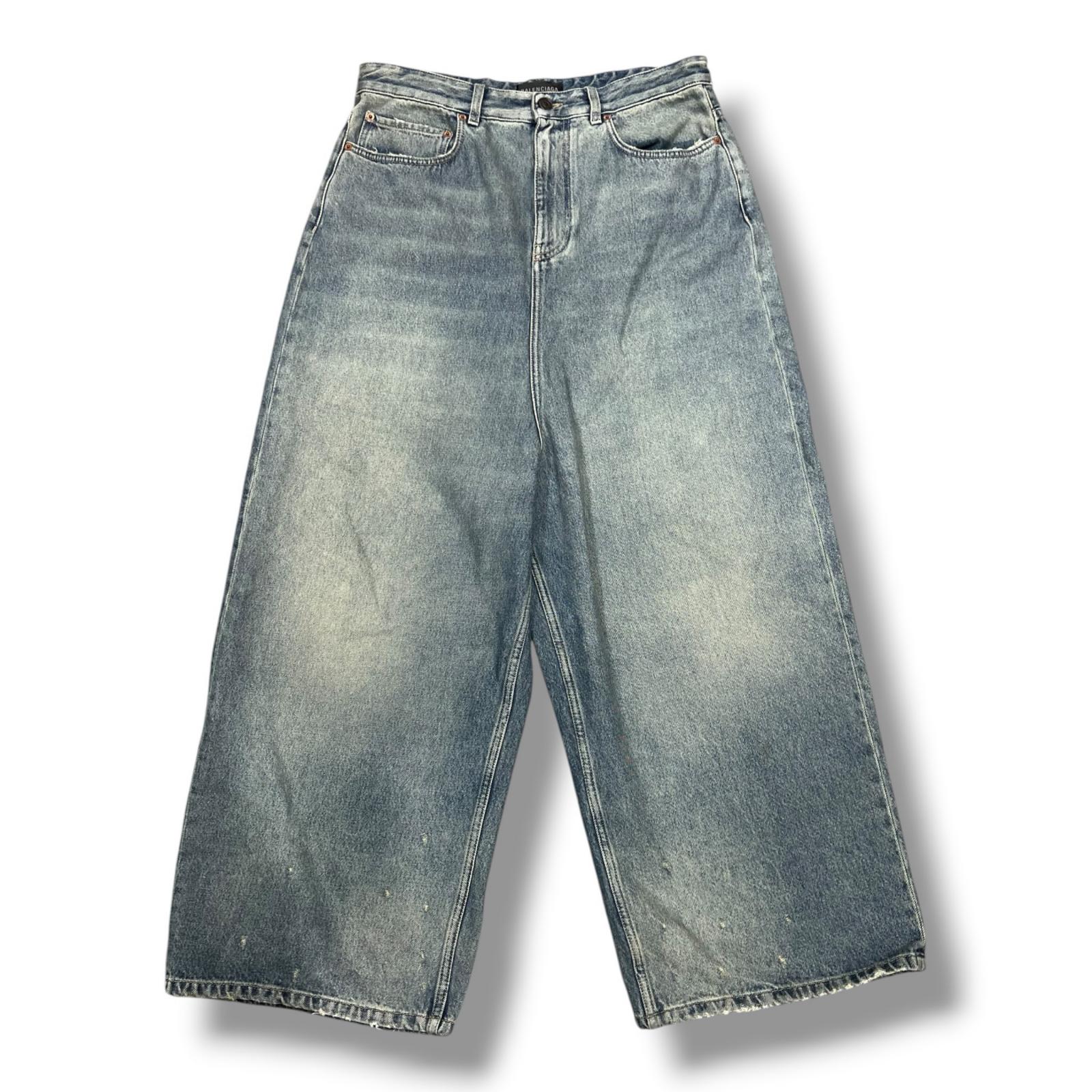 BALENCIAGA・バレンシアガ Low Crotch Jeans 物質の状態A ロークロッチジーンズ ワイドデニムパンツ 706652 TJW95 大きさM インディゴ メンズ （15776M）【中古】