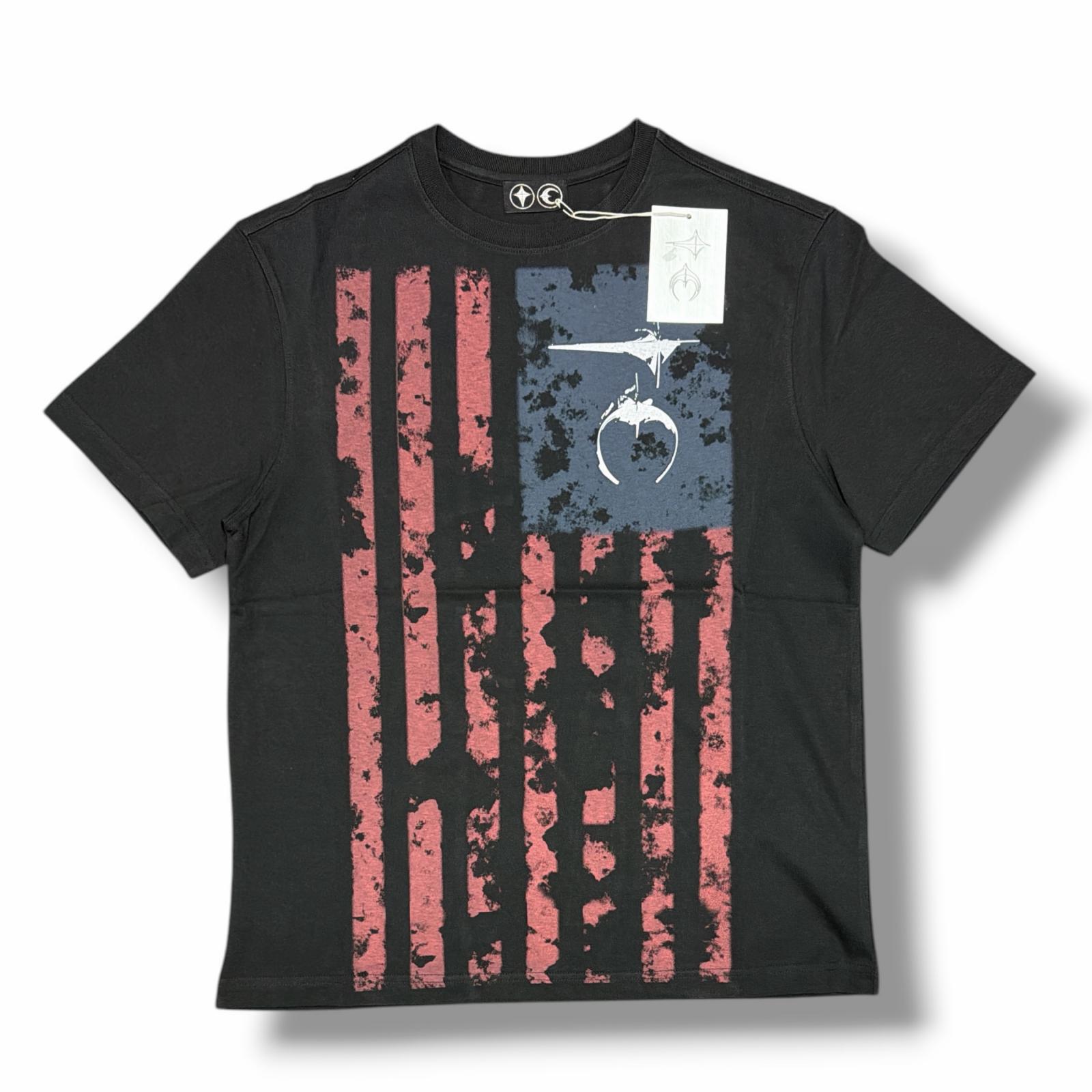 未当て嵌める THUG CLUB・サグクラブ Old Glory T-Shirt 物質の状態SS オールドグローリープルオーバー 半袖カットソー TC25TS0202 大きさ3 黒いこと メンズ （11683M）【中古】