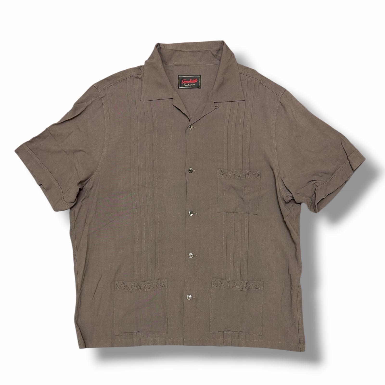 GANGSTERVILLE・ギャングスタービル S/S GUAYABERA SHIRTS 物質の状態A グアヤベラシャツ 半袖 細工物プルオーバー GSV5114 大きさXL 赤銅色 メンズ （9076M）【中古】