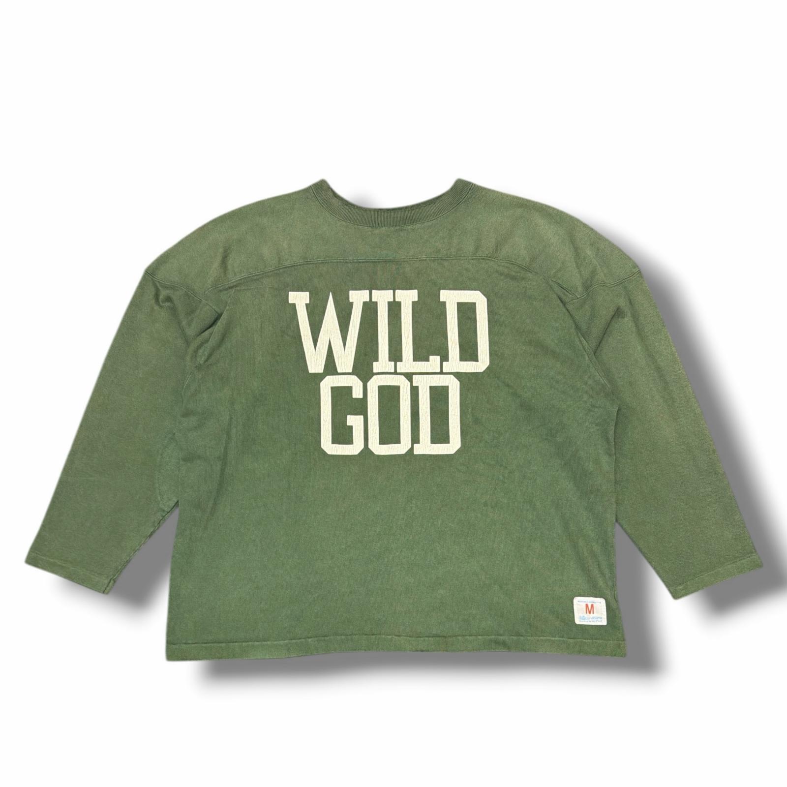 SAINT MICHAEL・仙マイケル 26SS FOOTBALL SWEAT/WILD GOD 物質の状態A フットボールスウェット 調教師 SM-MK8-0000-056 大きさM 緑であること メンズ （15965M）【中古】