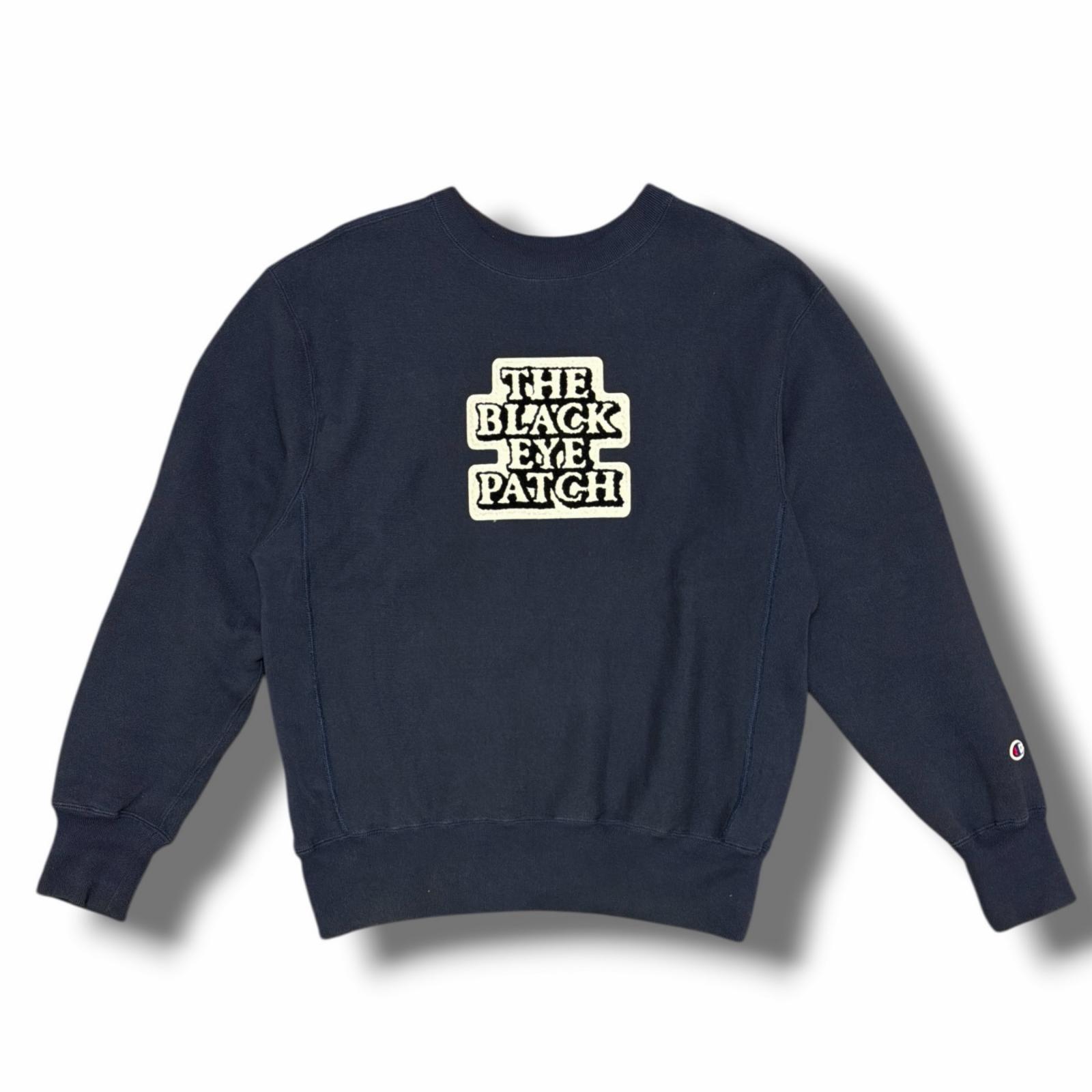 BlackEyePatch・ブラックアイパッチ  × Champion・はやりっ子 OG LABEL CREW SWEAT 物質の状態B オージーラベルスウェット 調教師 大きさS ダークネイビー メンズ （15985M）【中古】