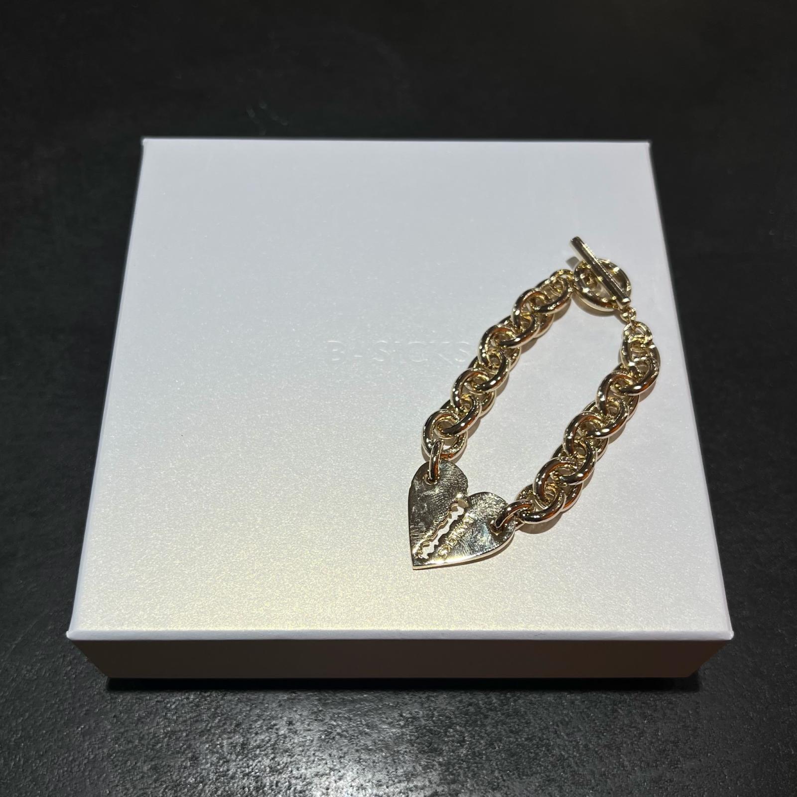 未当て嵌める BASICKS・ベイシックス Heart Shaped Bracelet ハート型腕輪 物質の状態SS 腕輪 S3.5-1104 大きさS ゴールド メンズ （4644M）【中古】