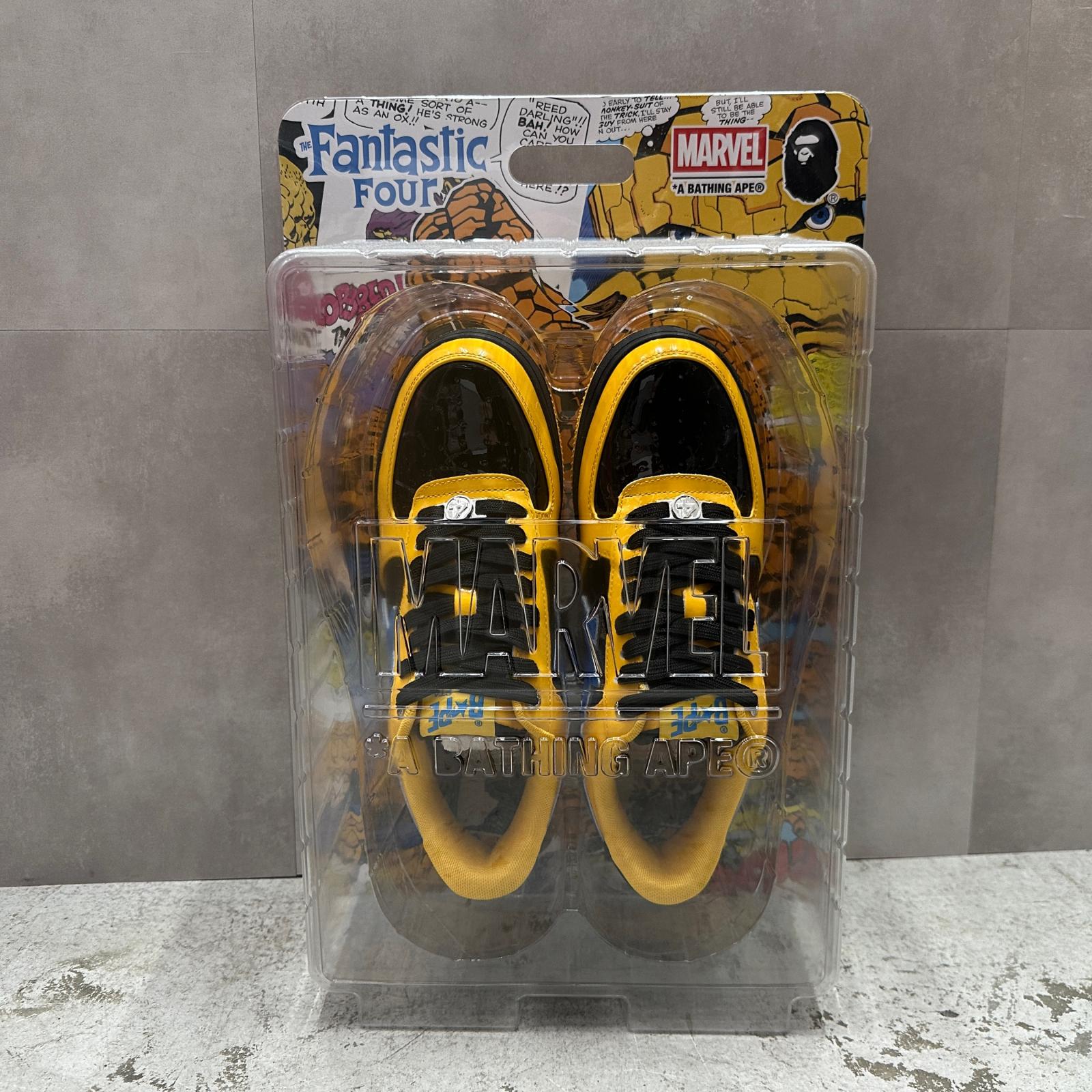 未当て嵌める A BATHING APE・アベイシングエイプ  × MARVEL マーベル Bapesta \u0027The Thing\u0027 物質の状態SS ベイプスター ローカットスニーカー 大きさ10 28珊 黄色 メンズ （6853M）【中古】