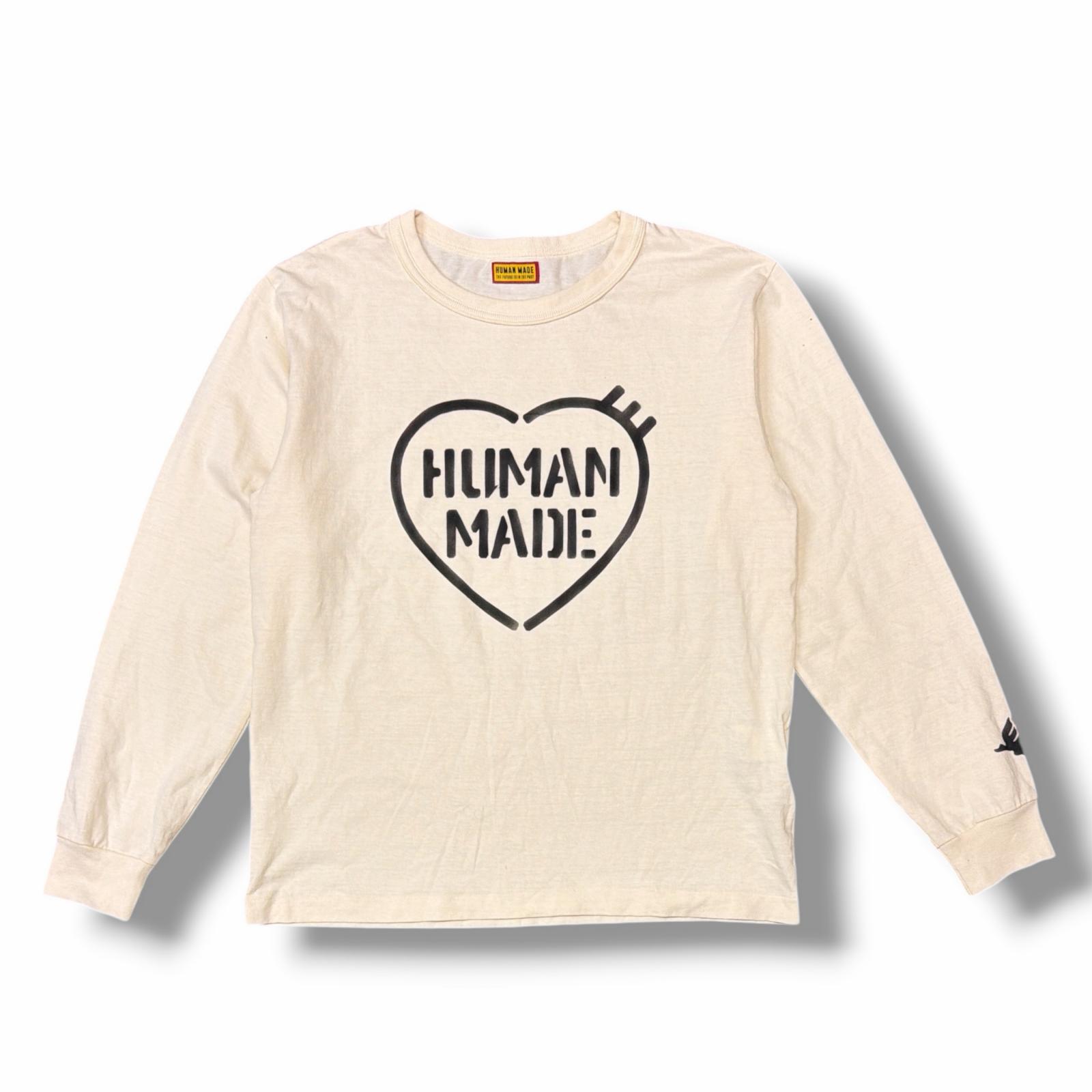 HUMAN MADE・ヒューマンお手伝いさん 25SS Military L/S T-Shirt 物質の状態A ミリタリーロングスリーブティーシャツ 長袖カットソー HM29CS018 大いさXL 象牙色 メンズ （10836M）【中古】