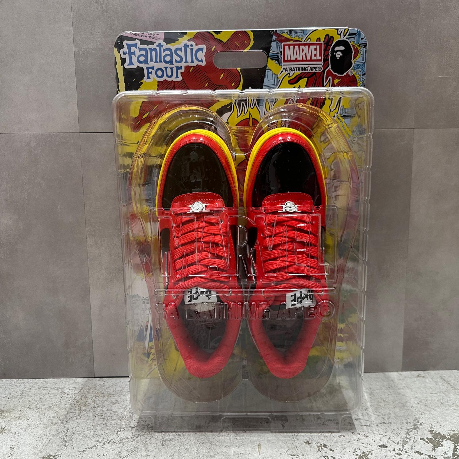 未当て嵌める A BATHING APE・アベイシングエイプ  × Marvel The Fantastic Four マーベル ザ ファンタスティック・フォー THE HUMAN TORCH 物質の状態SS ヒューマン懐中電灯 ベイプスター 大きさ10 28珊 赤いこと メンズ （6854M）【中古】