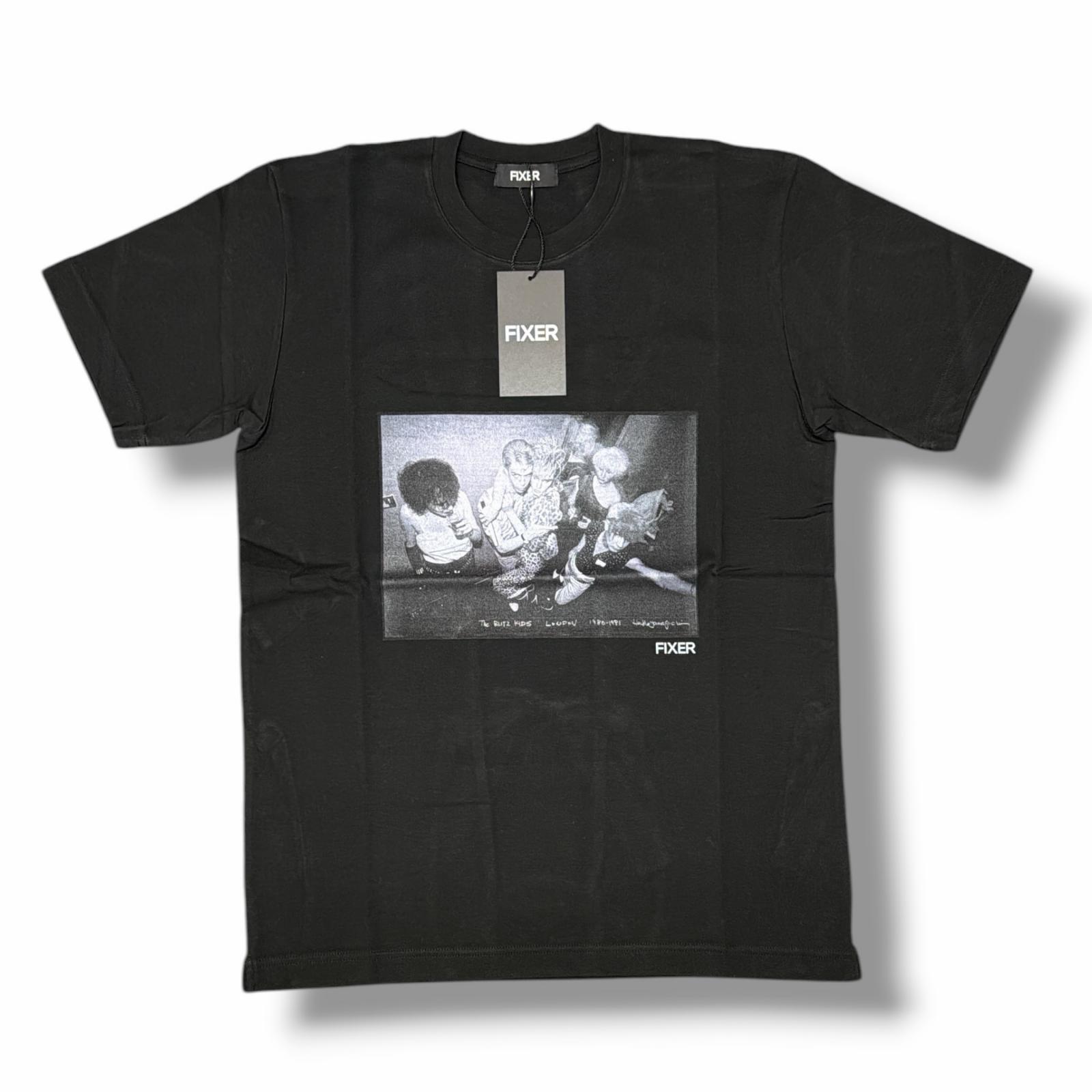 未当てはめる FIXER フィクサー  × HERBIE YAMAGUCHI ハービー山口 24SS The BLITZ KIDS LONDON Photo Print T-shirt 物質の状態SS 写真絵刷り上げるティーシャツ 半袖カットソー FTS-04 大いさXS 黒いこと メンズ （5781M）【中古】
