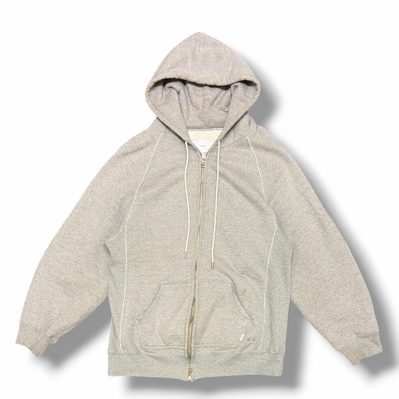 SUGARHILL ・白砂糖吸血鬼 21AW ZIP-UP RAW EDGE HOODIE 物質の状態A ジップアップローエッジフーディー  スウェットパーカー 21AWSW01 大きさ2 薄墨色 メンズ （16248M）【中古】