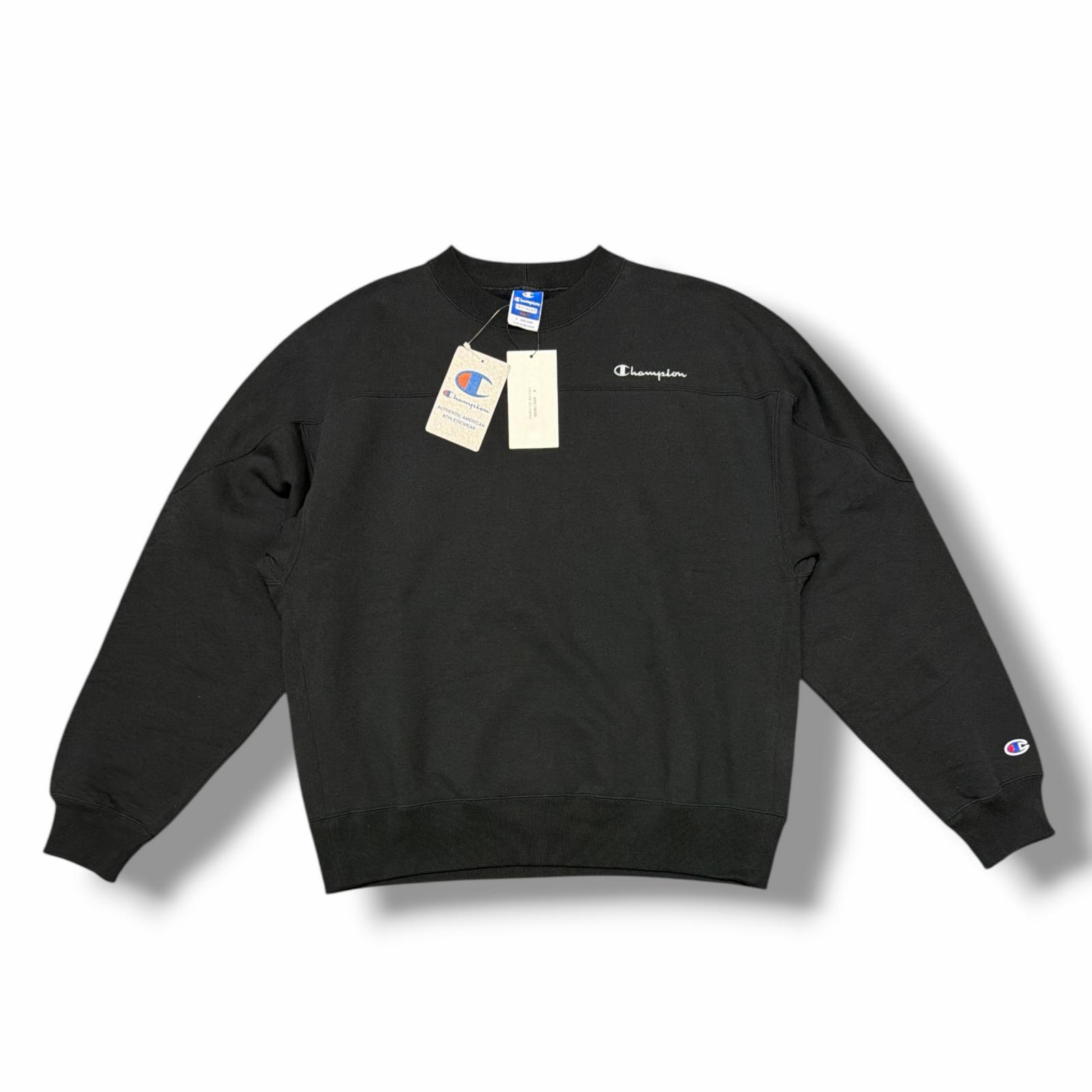 未当て嵌める N.HOOLYWOOD・エヌハリウッド  × Champion・はやりっ児 NEW WEAVE CREW NECK SWEATSHIRTS 物質の状態SS クルーネックスウェット 調教師 C8-B023 大きさS 黒いこと メンズ （16238M）【中古】