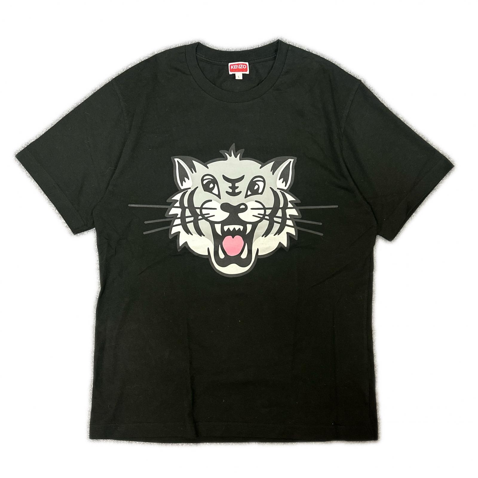 KENZO・ケンゾー 25SS HAPPY TIGER T-SHIRTS 物質の状態A 心うれしい虎ティーシャツ 半袖カットソー FF55TS5334SG 大きさL 黒いこと メンズ （5992M）【中古】