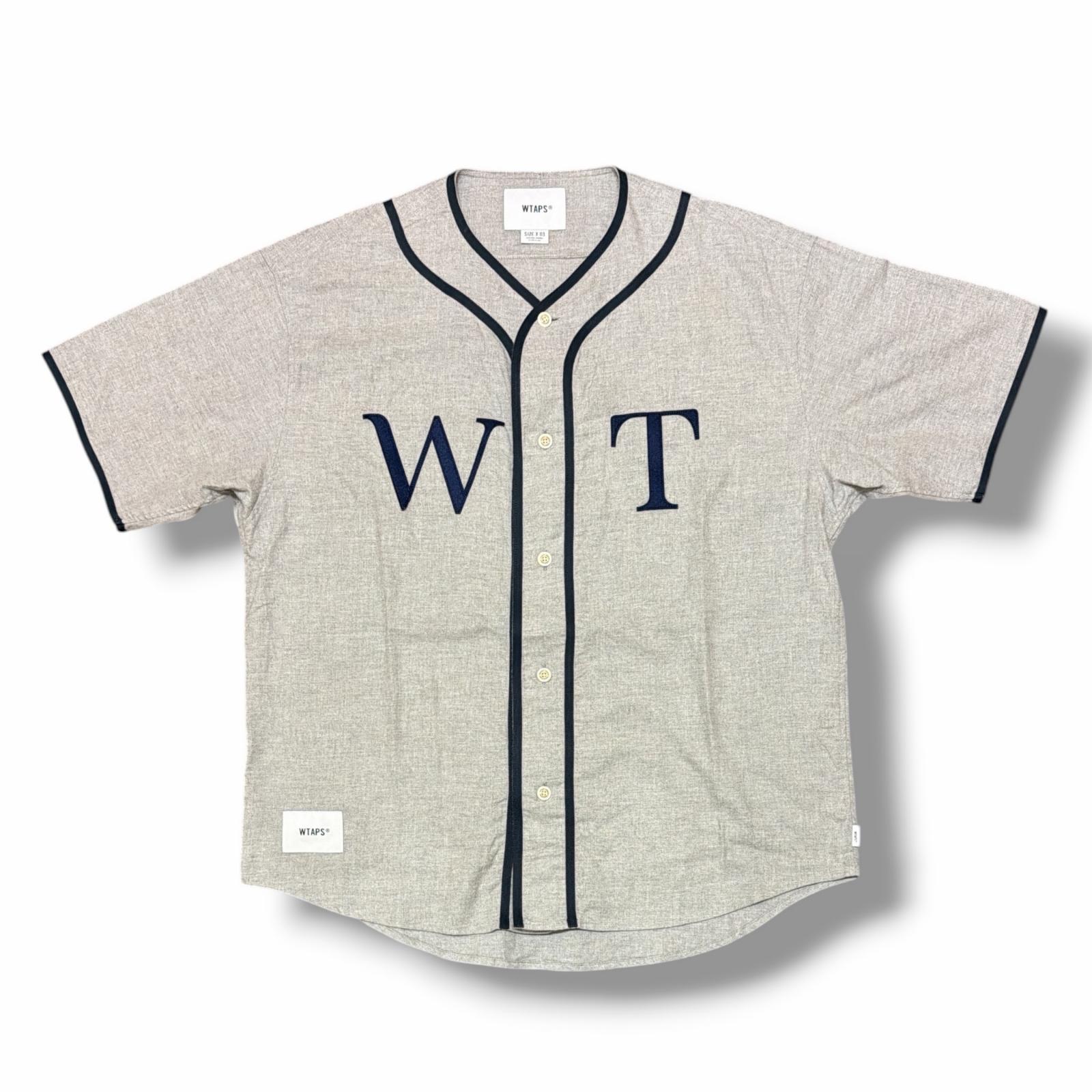 WTAPS・ダブルタップス 26SS LEAGUE / SS / COTTON. TWILL 物質の状態A コットンツイルベースボールシャツ 261TQDT-SHM06 大きさ3 薄墨色 メンズ （18231M）【中古】