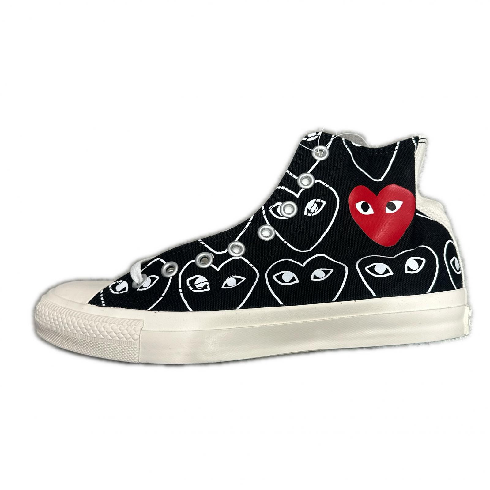 未当て嵌める PLAY COMME des GARCONS・プレイコムデギャルソン Chuck Taylor Hi 物質の状態SS ファスナーテイラー ハイアットスニーカー AZ-K117-001 27珊 黒いこと メンズ （2595M）【中古】