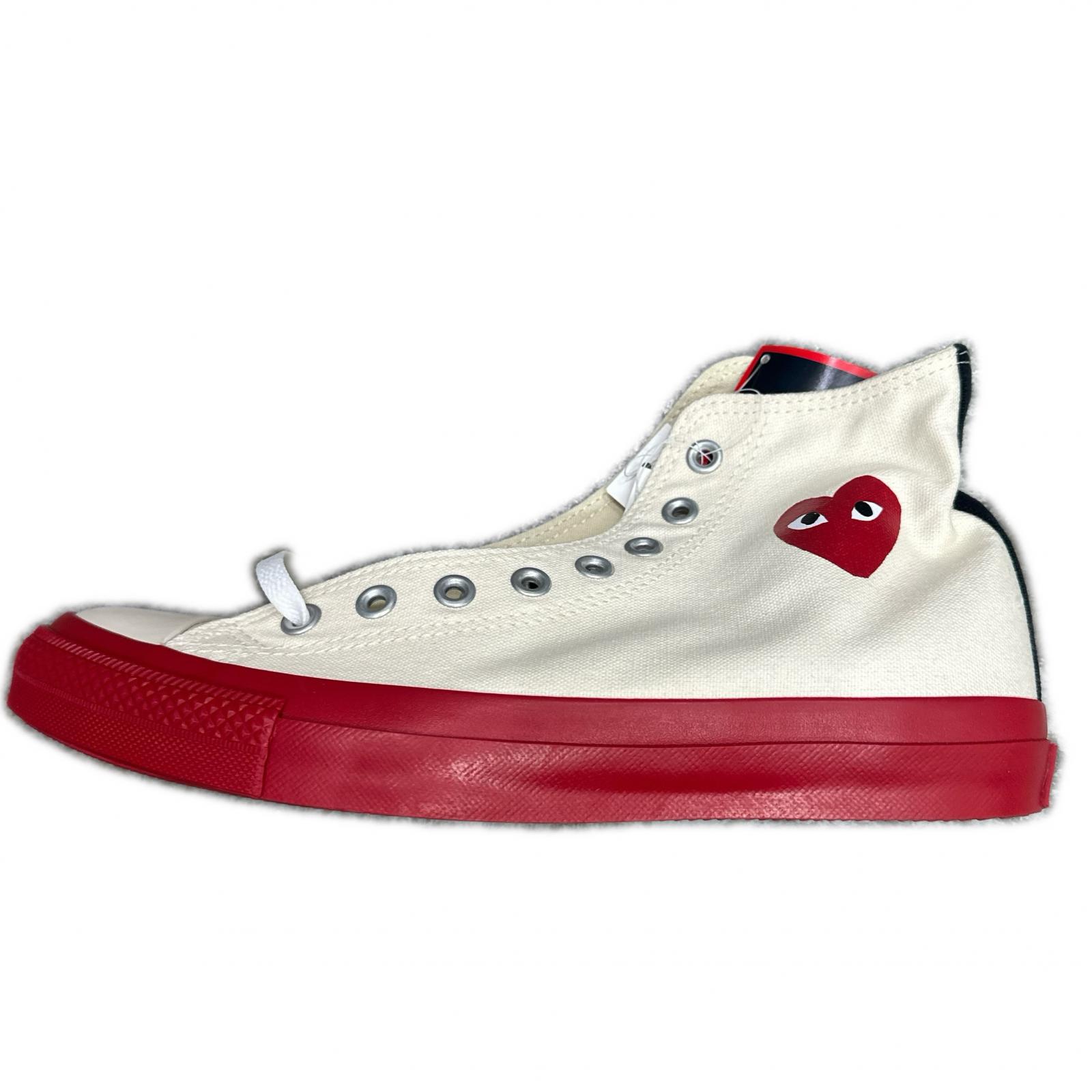 未当て嵌める PLAY COMME des GARCONS・プレイコムデギャルソン  × CONVERSE・コンバース CHUCK TAYLOR 物質の状態SS ファスナーテイラー ハイカットスニーカー AZ-K121-001 26珊 白いこと メンズ （2597M）【中古】
