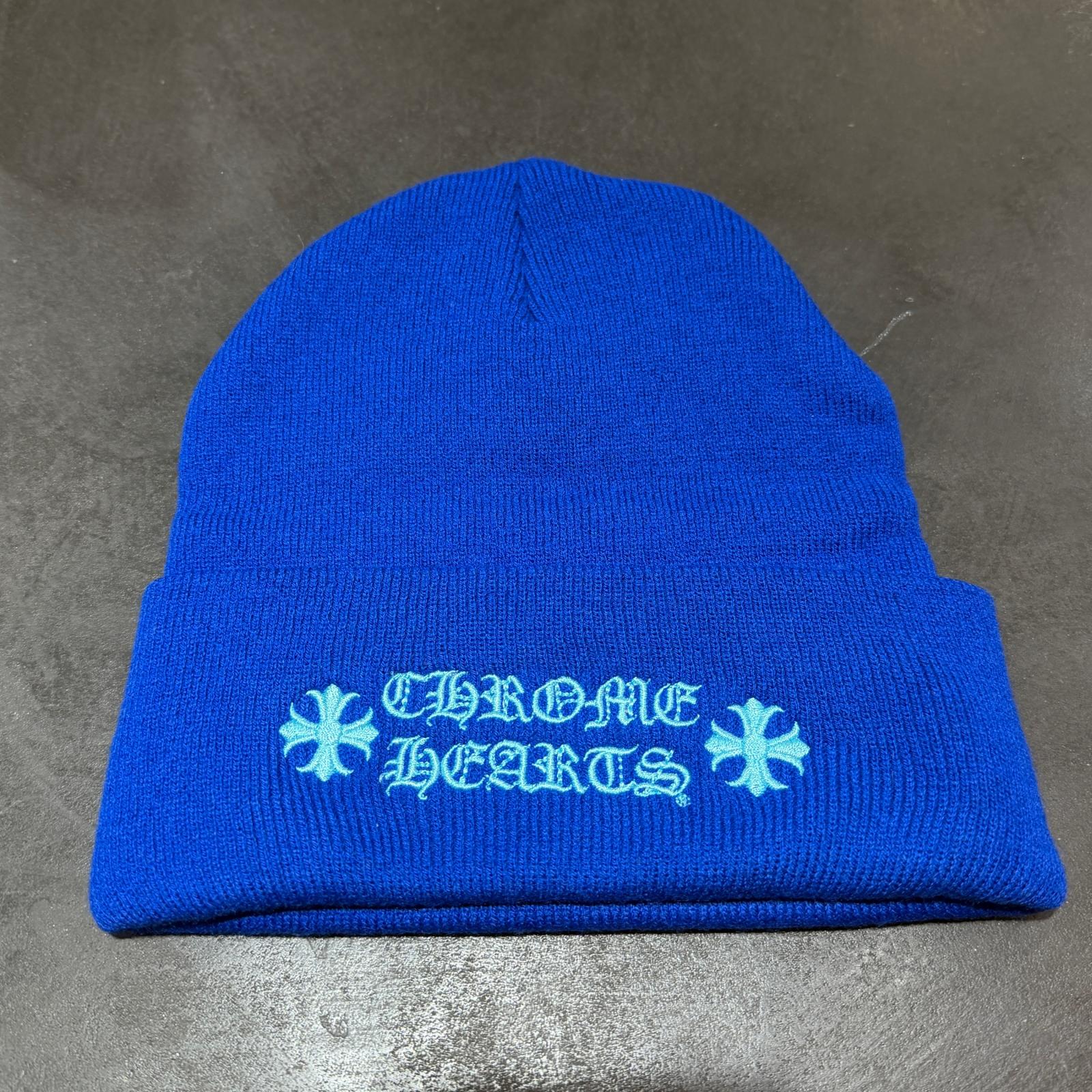 CHROME HEARTS・クロムハーツ CH PLUS BEANIE BLUE  物質の状態S CHプラスビーニー 編み物帽 大いさF 青碧 メンズ （18382M）【中古】