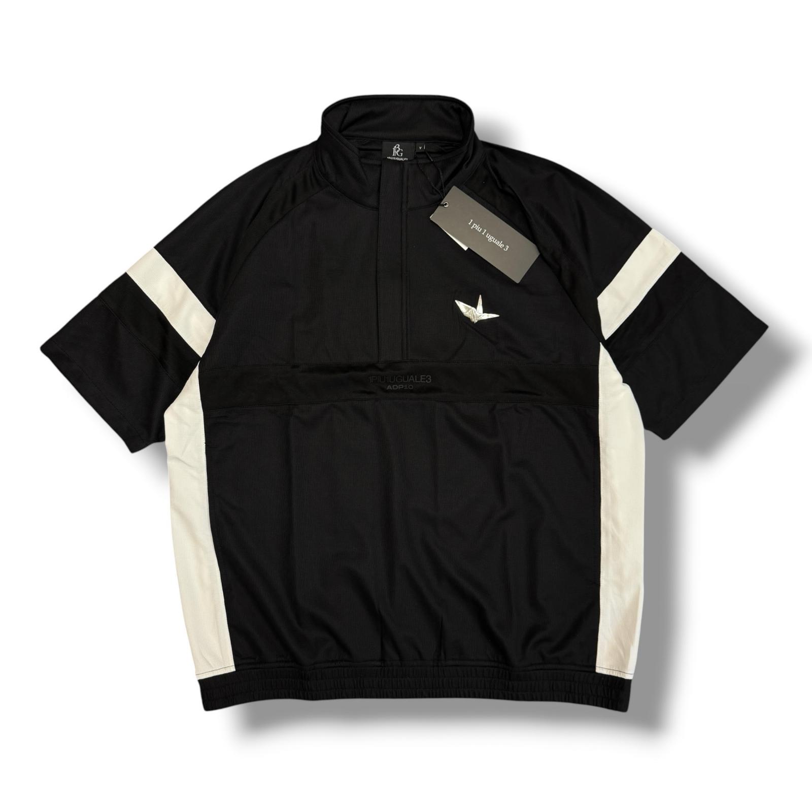 未当て嵌める 1PIU1UGUALE3 GOLF・ウノピュウノウグァーレトレ ゴルフ 自動データ処理 GOLF SPORTS 3D HALF ZIP S/S 物質の状態SS ハーフジップ プルオーバー GDB019 GNU029 大きさV 黒いこと メンズ （18252M）【中古】