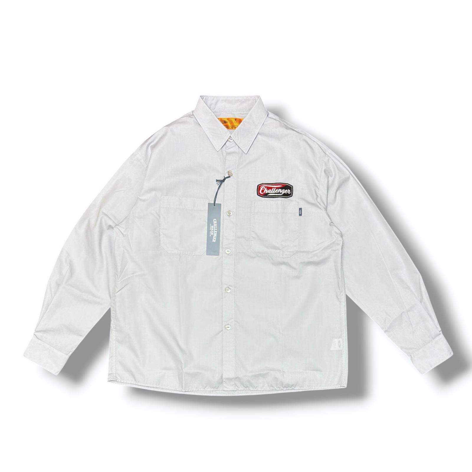未当て嵌める CHALLENGER・チャレンジャー 25SS L/S PATCHED WORK SHIRT 物質の状態SS パッチワークプルオーバー 長袖プルオーバー  CLG-SH 025-002 大きさL 薄墨色 メンズ （18322M）【中古】