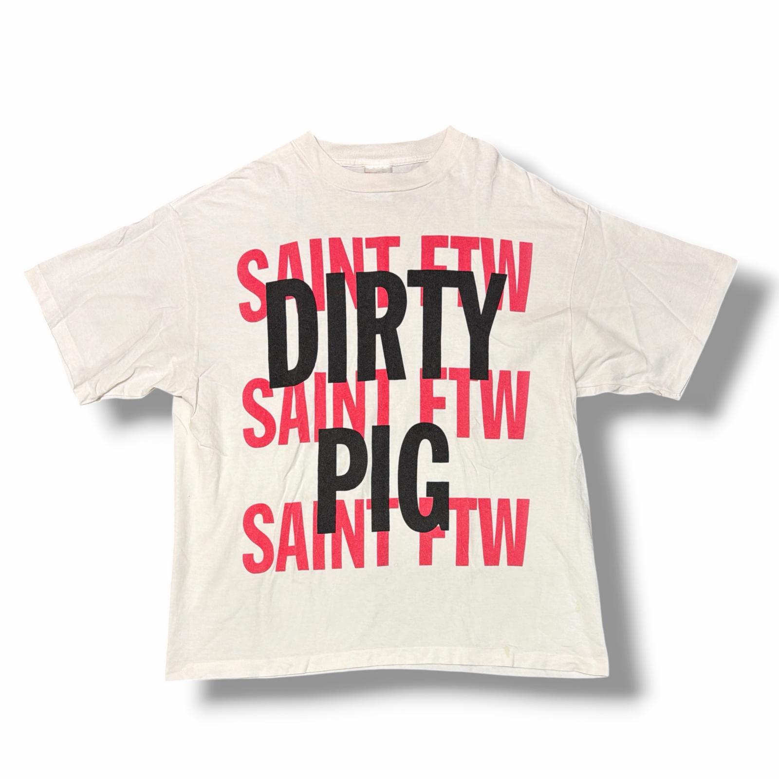 SAINT MICHAEL・仙マイケル 25SS S/S TEE DIRTY PIG 物質の状態A 刷り上げるティーシャツ 半袖カットソー SM-HR8-0000-021 大きさXL 白いこと メンズ （8763M）【中古】